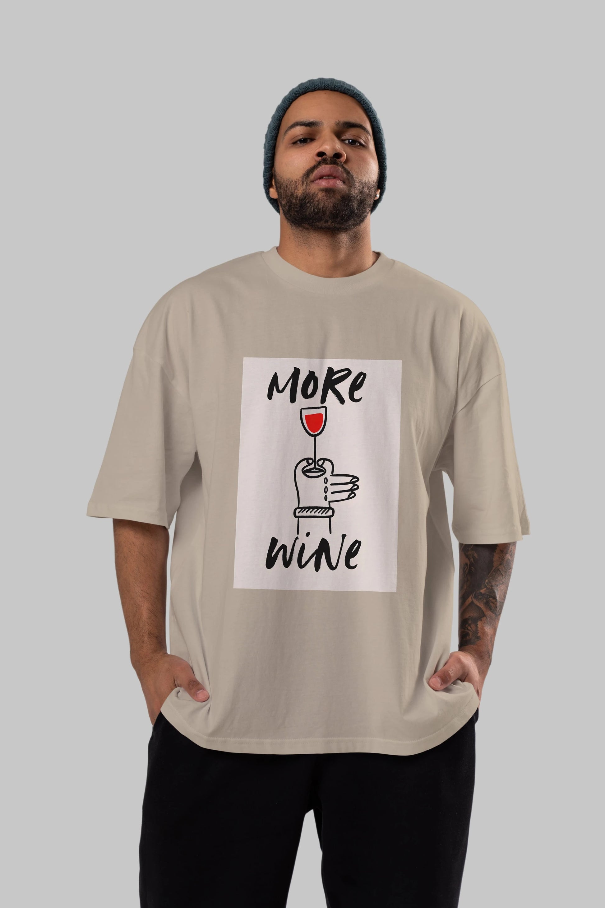 More Wine 2 Ön Baskılı Oversize t-shirt Erkek Kadın Unisex %100 Pamuk Bisiklet Yaka tişort