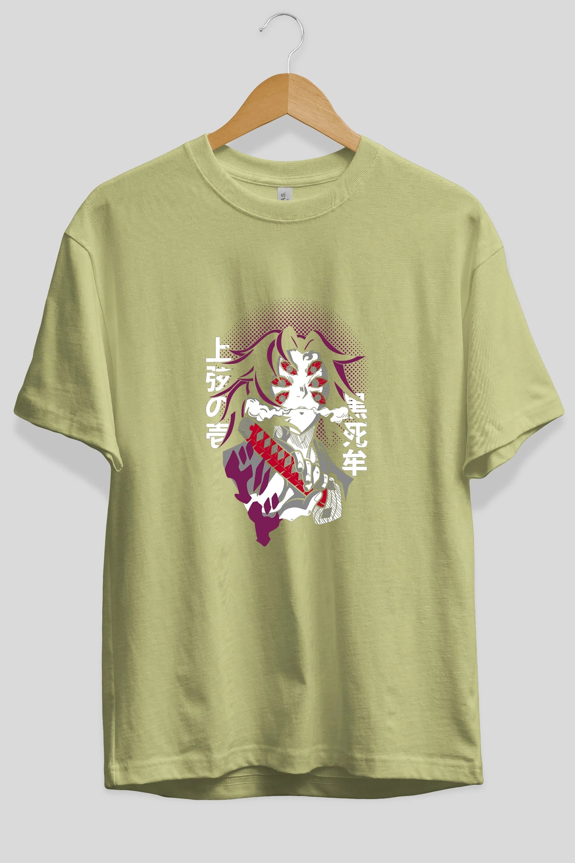 Kokushibo Anime Ön Baskılı Oversize t-shirt %100 pamuk Erkek Kadın Unisex