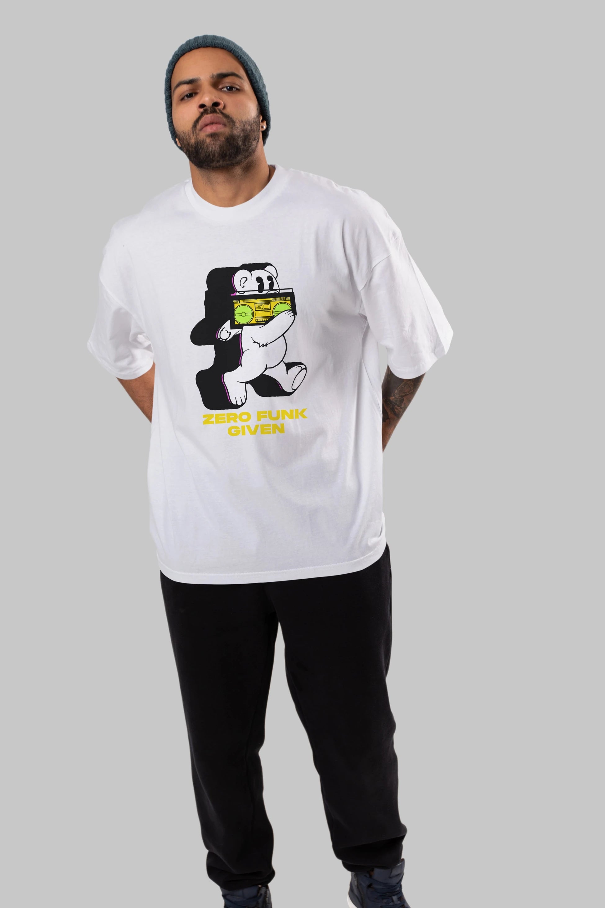 Zero Funk Given Bear Ön Baskılı Oversize t-shirt Erkek Kadın Unisex