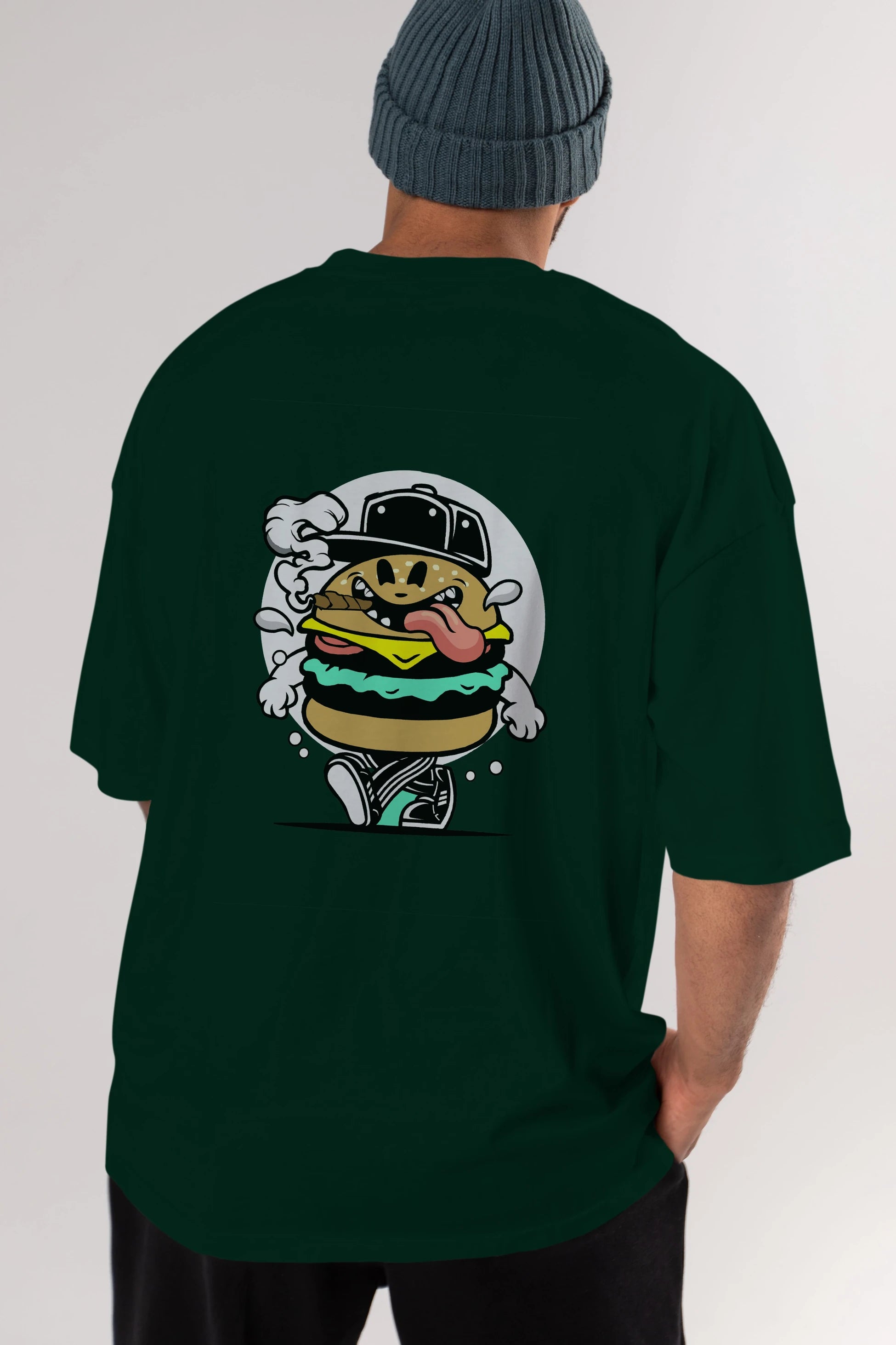 Burger Guy Arka Baskılı Oversize t-shirt Erkek Kadın Unisex %100 Pamuk tişort