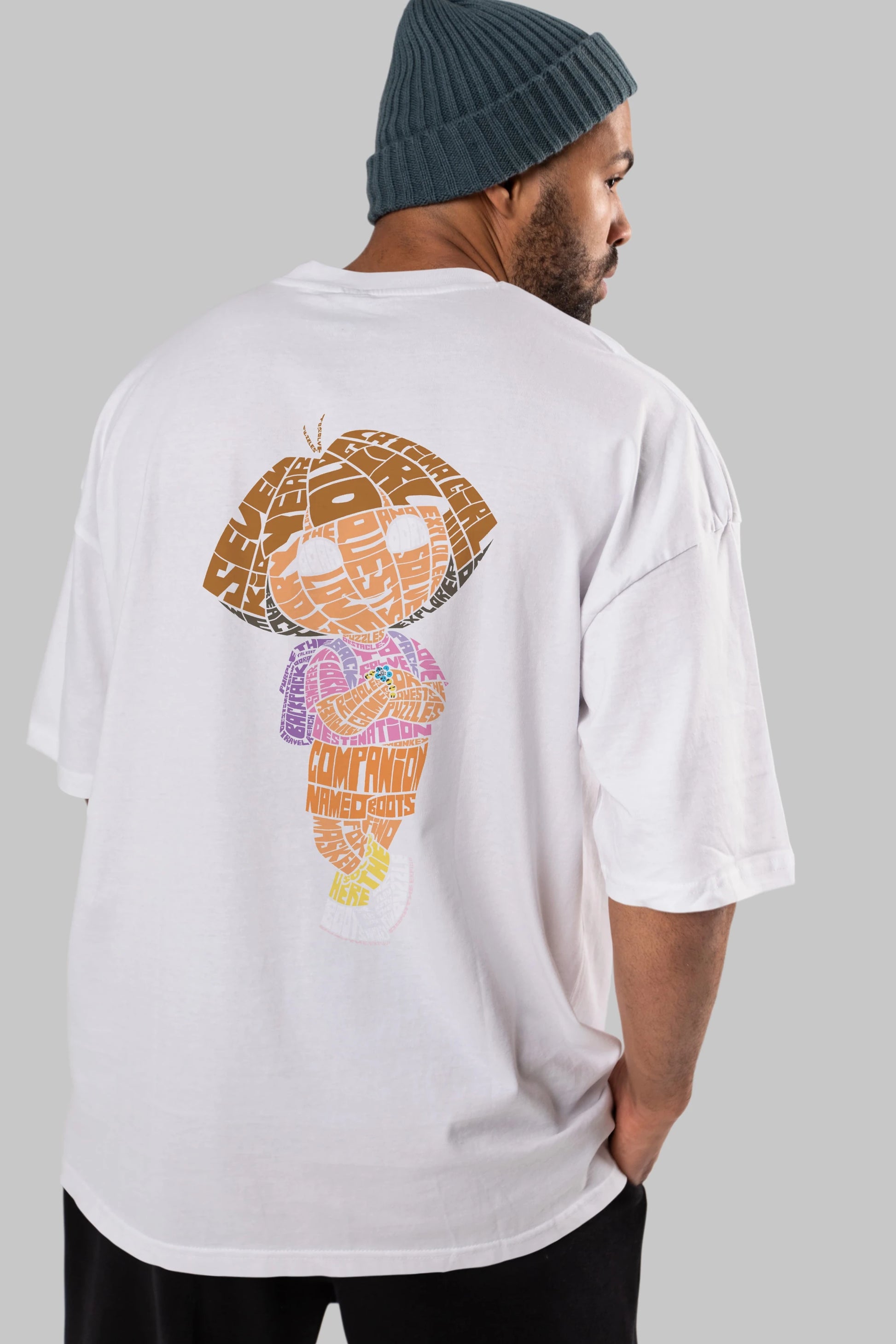 Dora Arka Baskılı Oversize t-shirt %100 pamuk Erkek Kadın Unisex