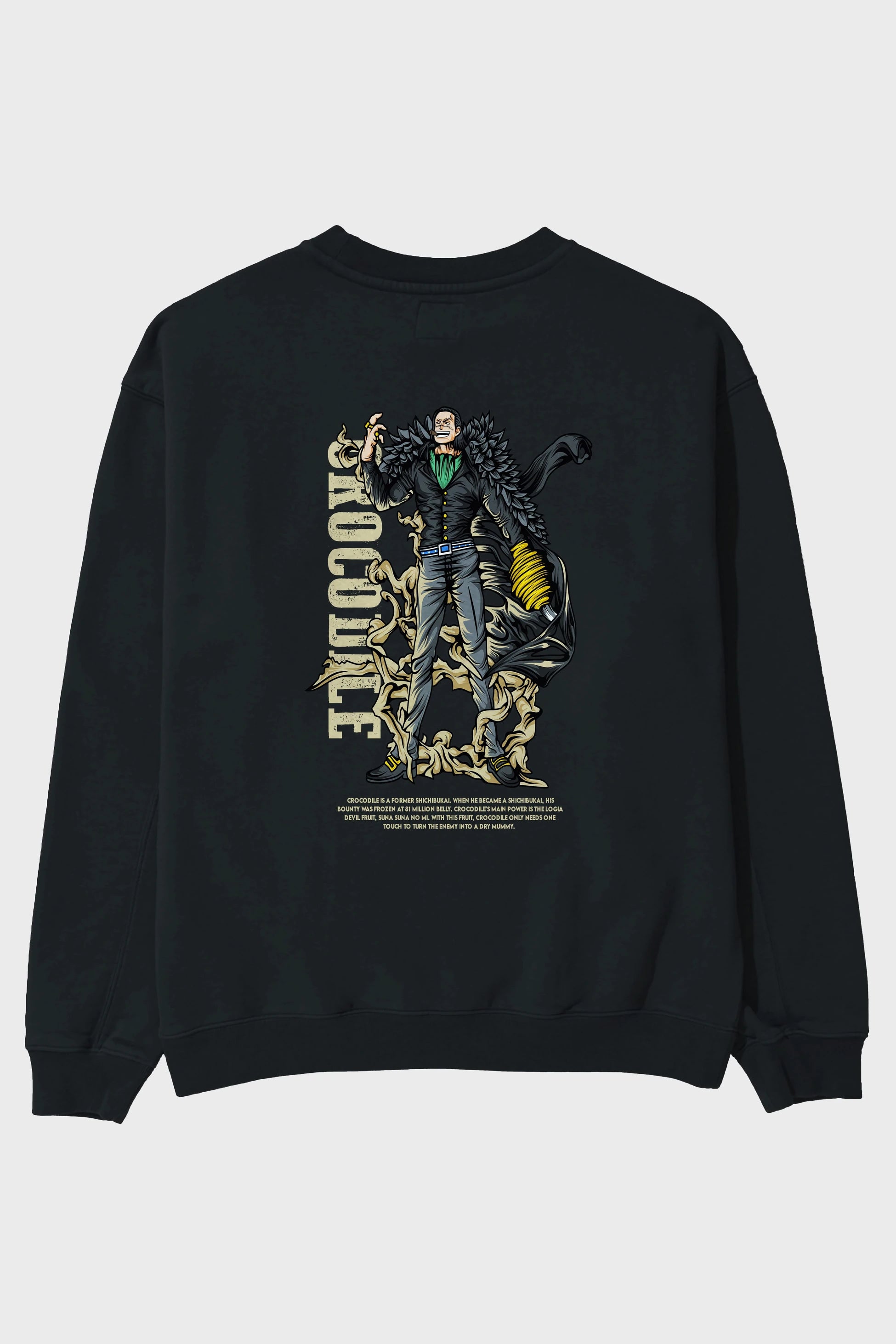 Crocodile Anime Arka Baskılı Oversize Sweatshirt Erkek Kadın Unisex