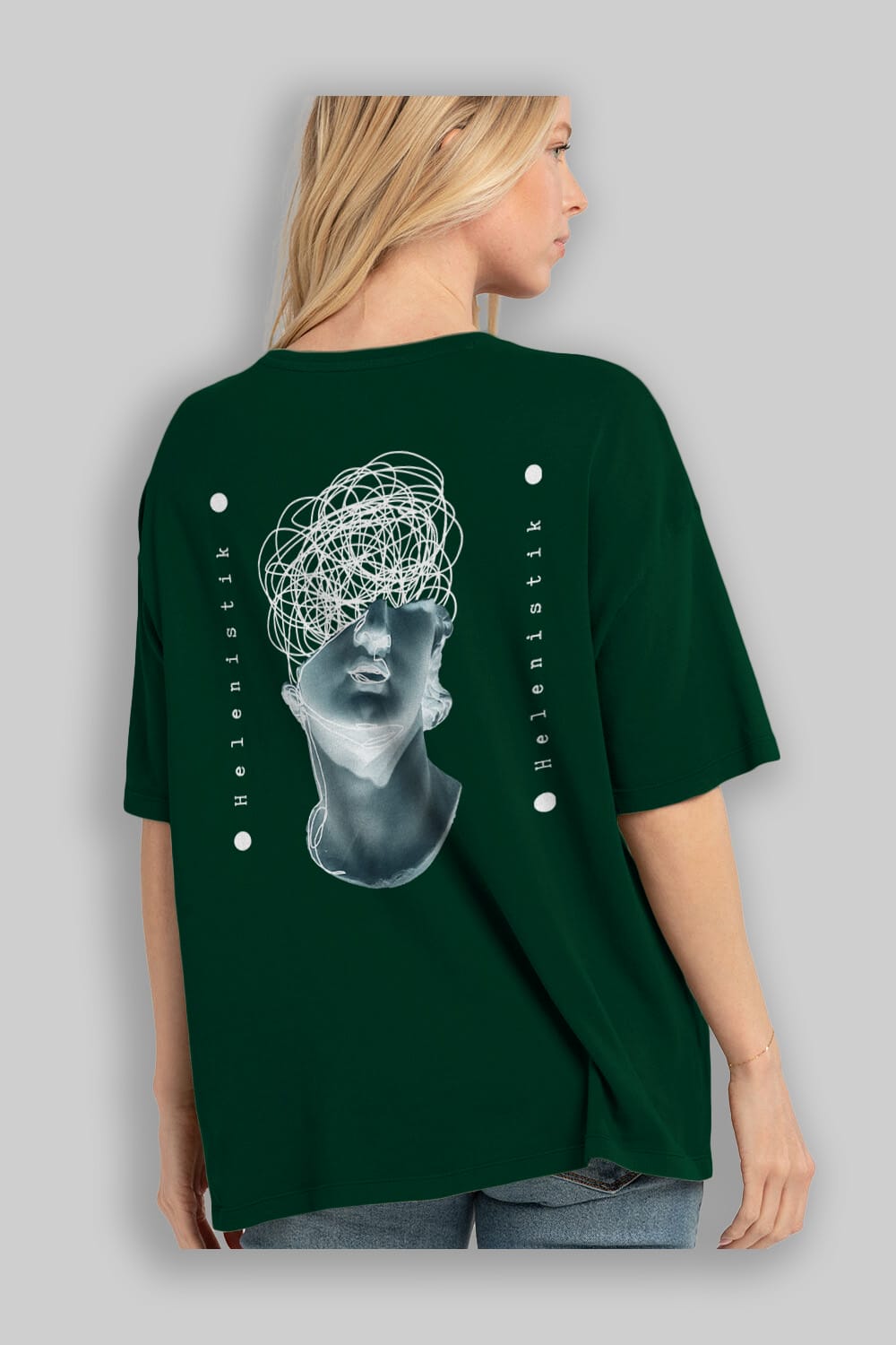 Heykel 2 Arka Baskılı Oversize t-shirt Erkek Kadın Unisex