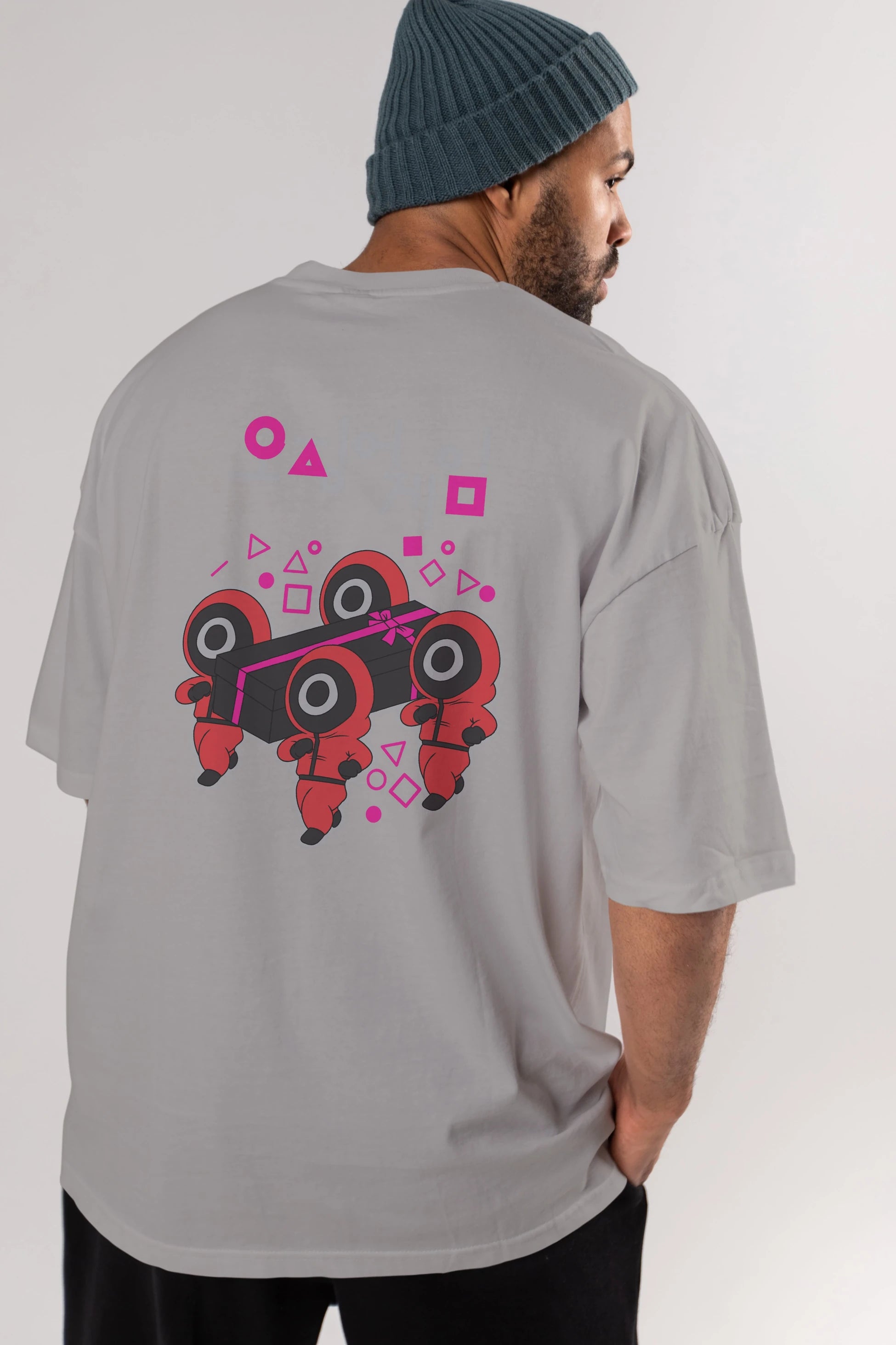 Squid Game (6) Arka Baskılı Oversize t-shirt Erkek Kadın Unisex %100 Pamuk Bisiklet Yaka tişort