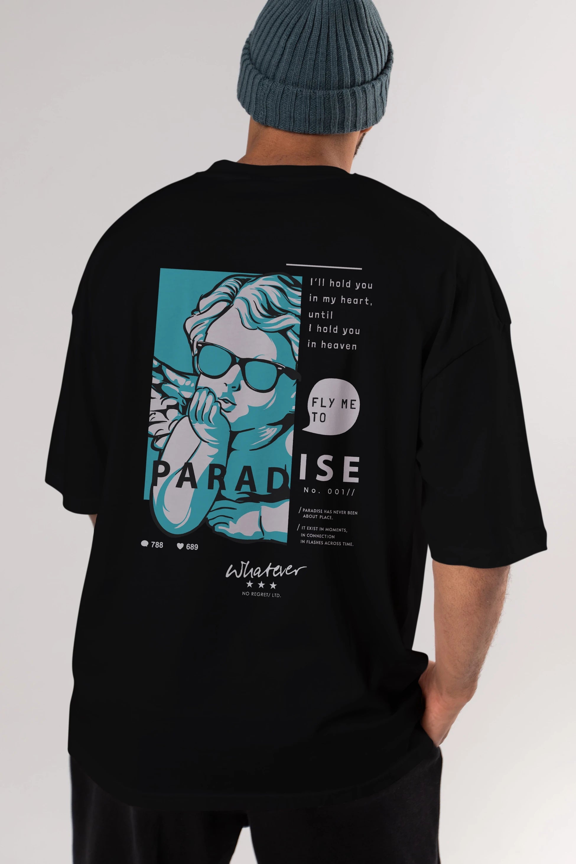 Paradise Fly to Me Arka Baskılı Oversize t-shirt Erkek Kadın Unisex