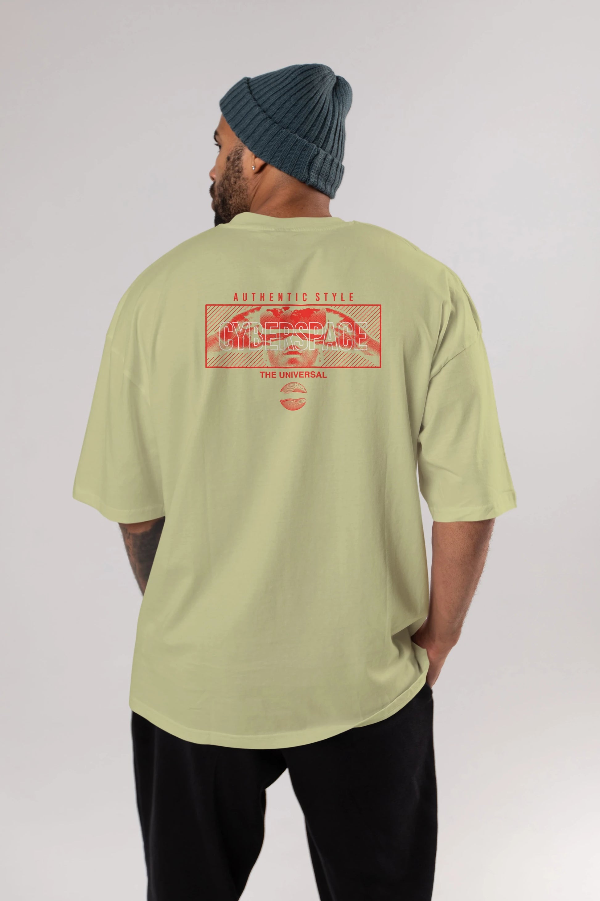 Cyberspace Arka Baskılı Oversize t-shirt Erkek Kadın Unisex