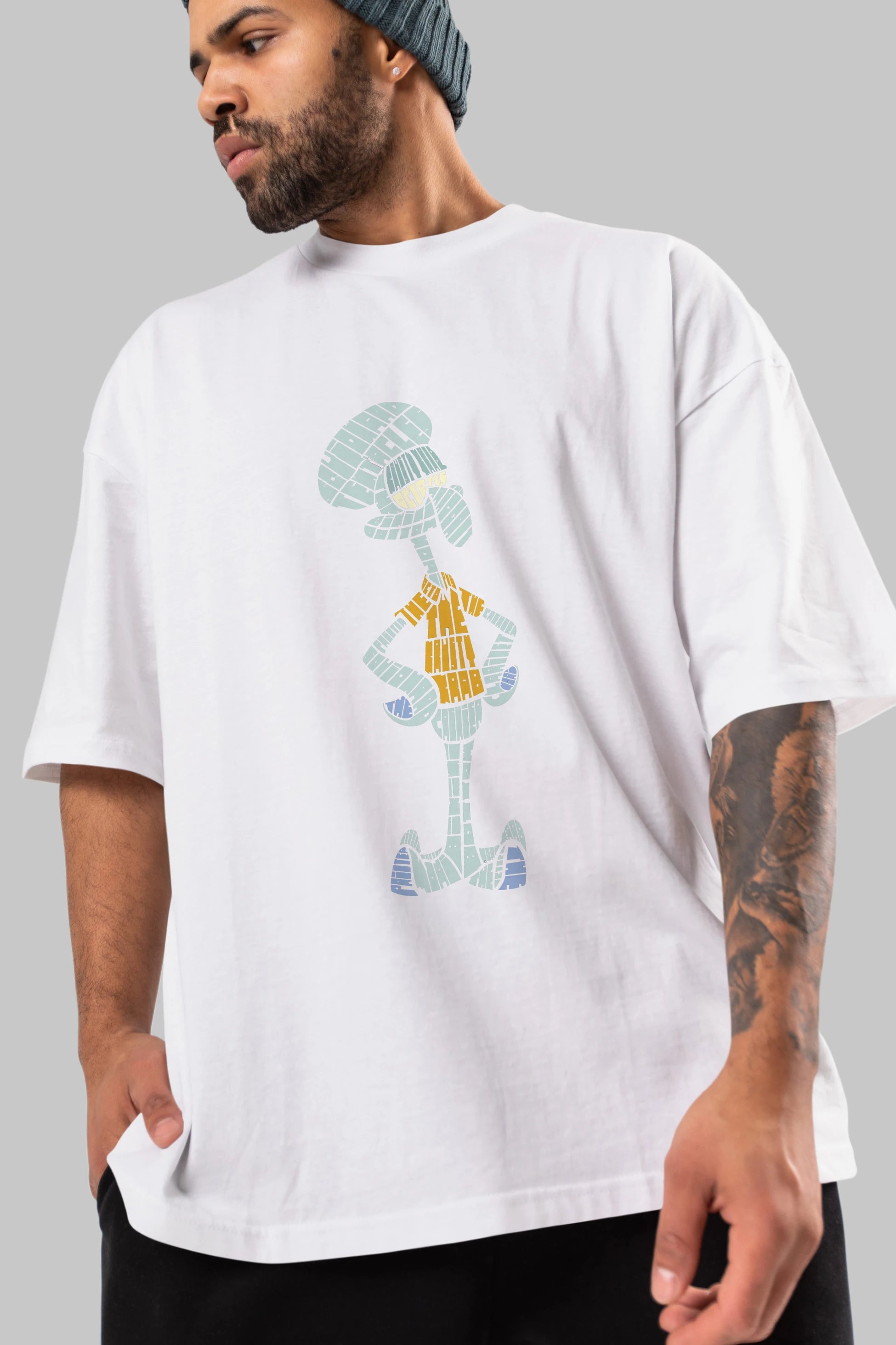 Squidward Ön Baskılı Oversize t-shirt %100 pamuk Erkek Kadın Unisex