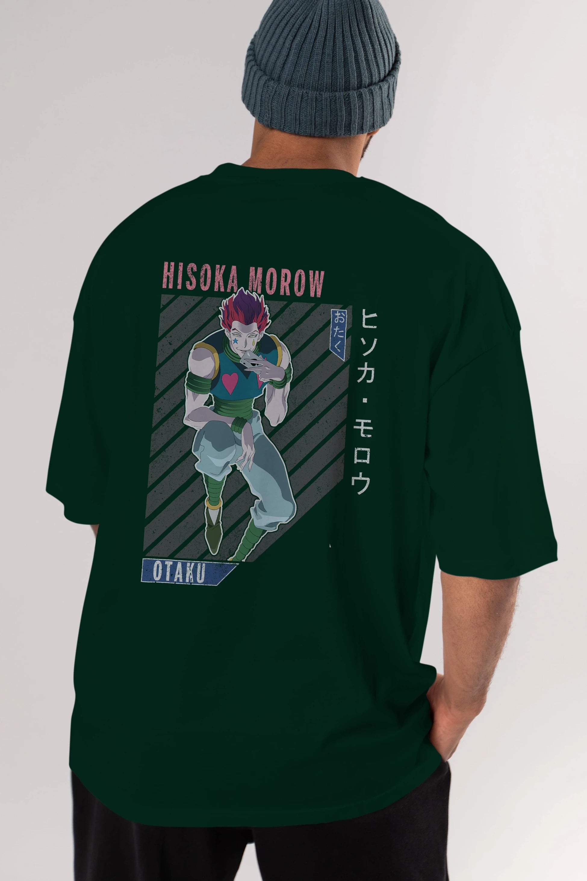 Hisoka Morow 2 2 Anime Arka Baskılı Oversize t-shirt Erkek Kadın Unisex