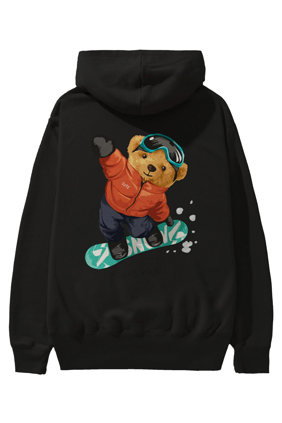 Teddy Bear Jump High Arka Baskılı Hoodie Oversize Kapüşonlu Sweatshirt Erkek Kadın Unisex