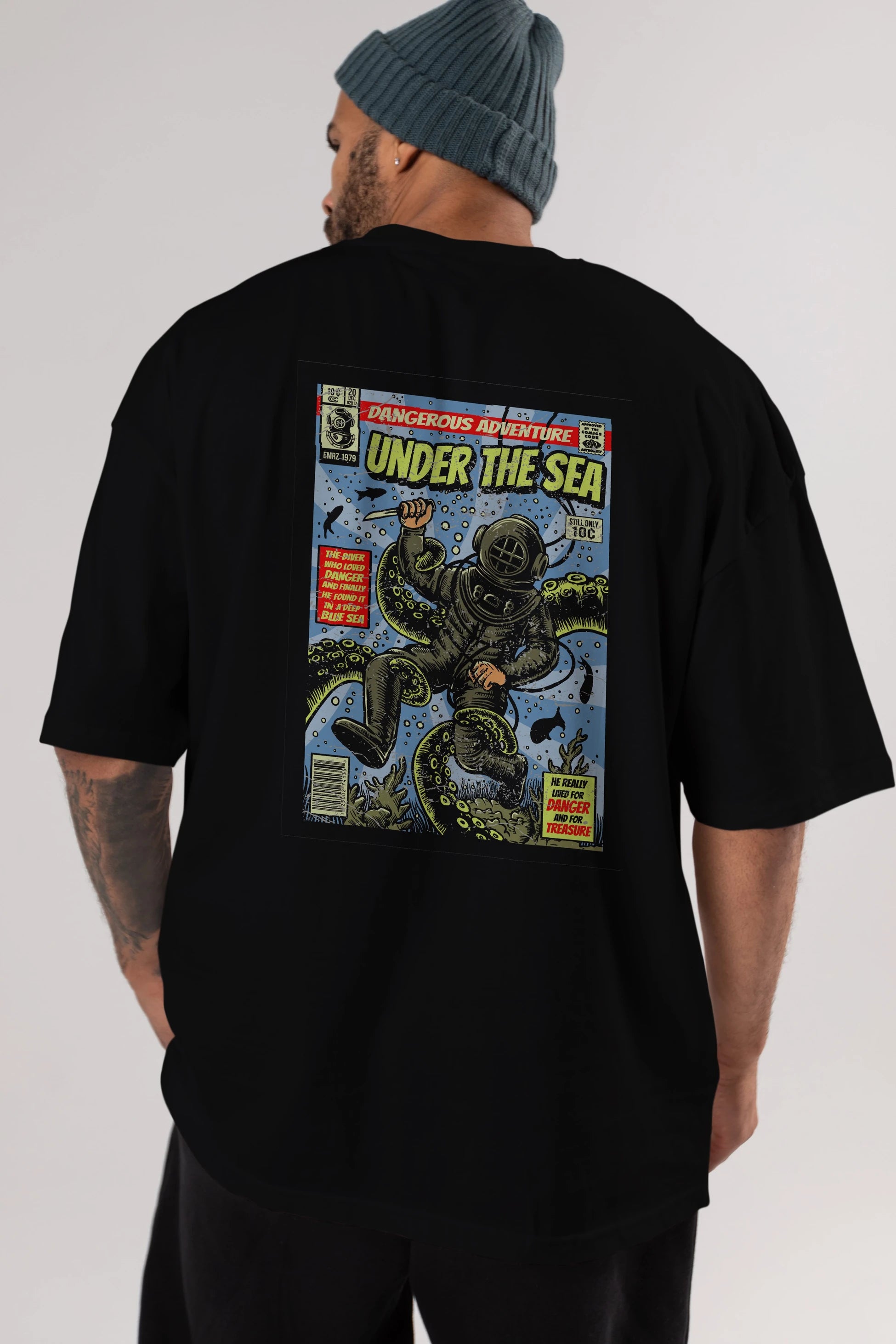 Under The Sea Arka Baskılı Oversize t-shirt Erkek Kadın Unisex %100 Pamuk