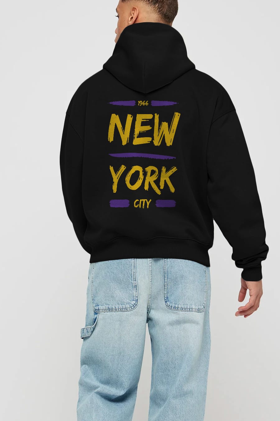 New York City 2 Arka Baskılı Oversize Hoodie Kapüşonlu Sweatshirt Erkek Kadın Unisex