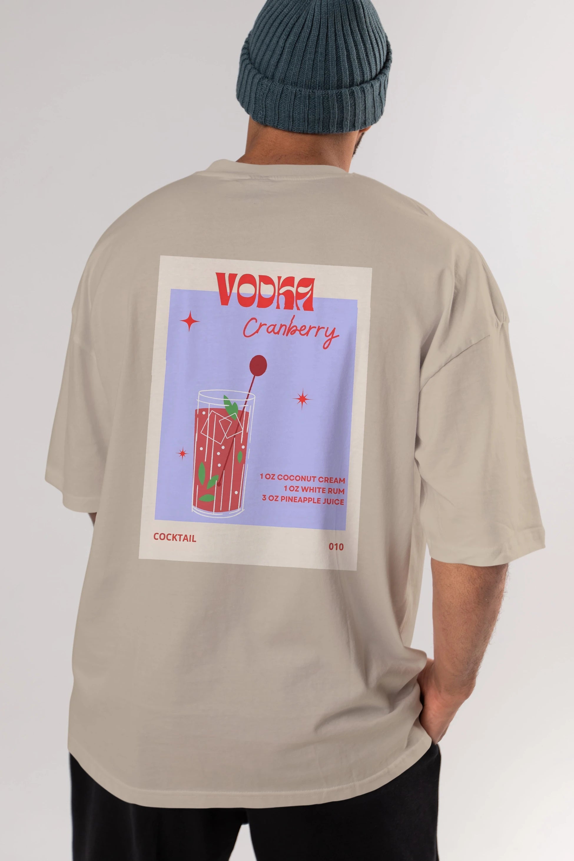 Vodka Cranberry Arka Baskılı Oversize t-shirt Erkek Kadın Unisex %100 Pamuk Bisiklet Yaka tişort