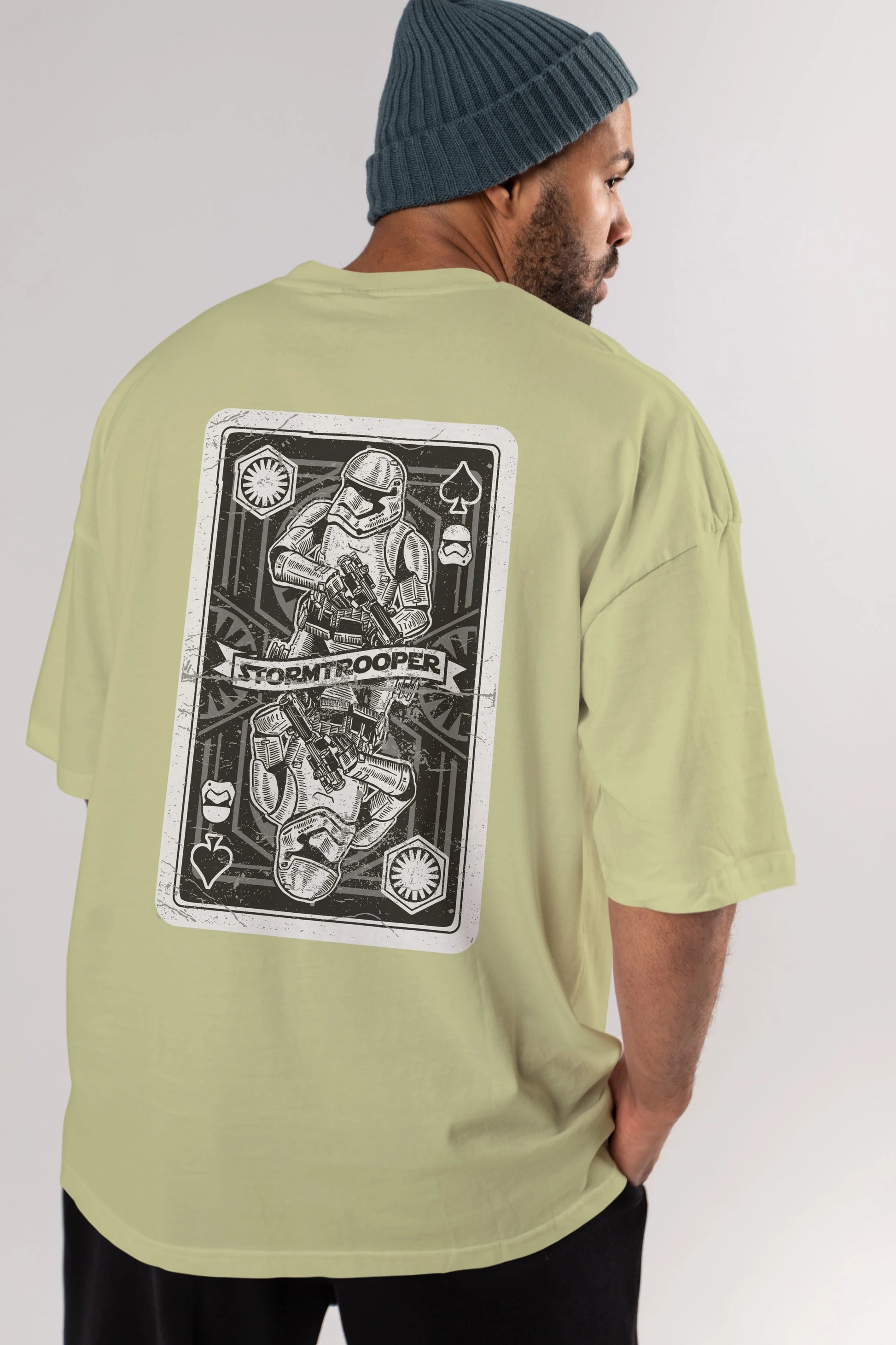 Stormtrooper Playing Card Arka Baskılı Oversize t-shirt Erkek Kadın Unisex %100 Pamuk