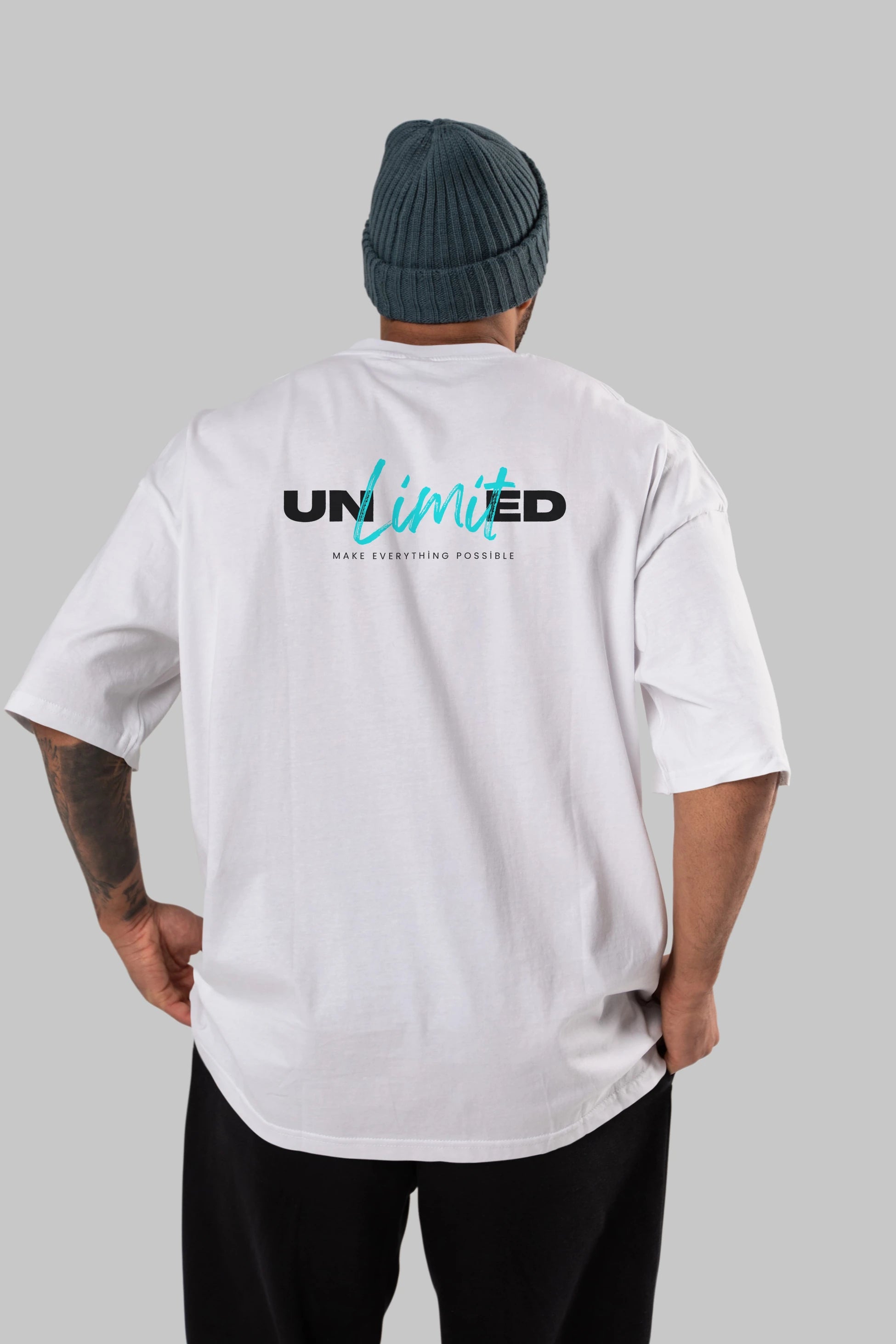 Unlimited Yazılı Arka Baskılı Oversize t-shirt Erkek Kadın Unisex