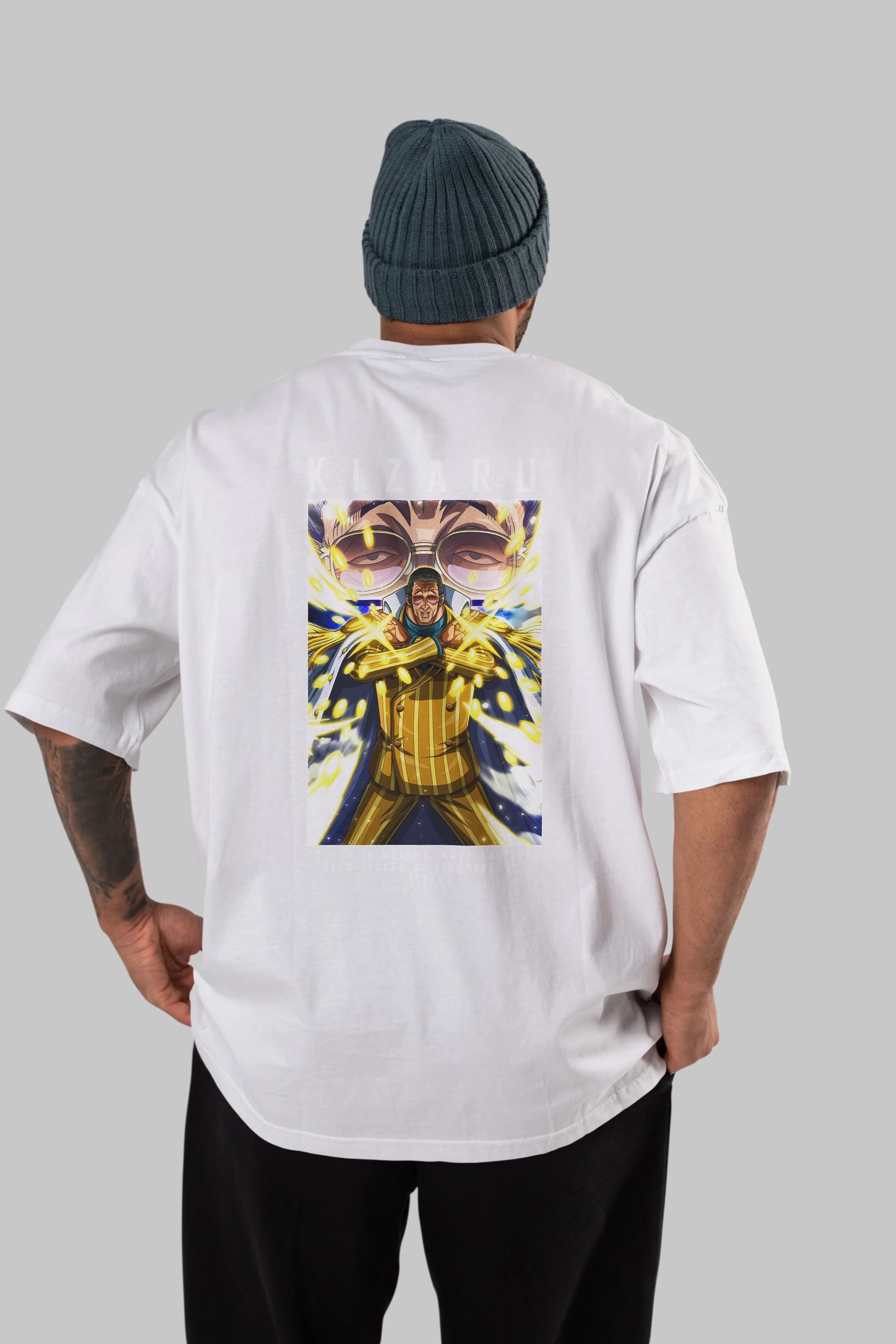 Kizaru Anime Arka Baskılı Oversize t-shirt Erkek Kadın Unisex %100 pamuk tişort