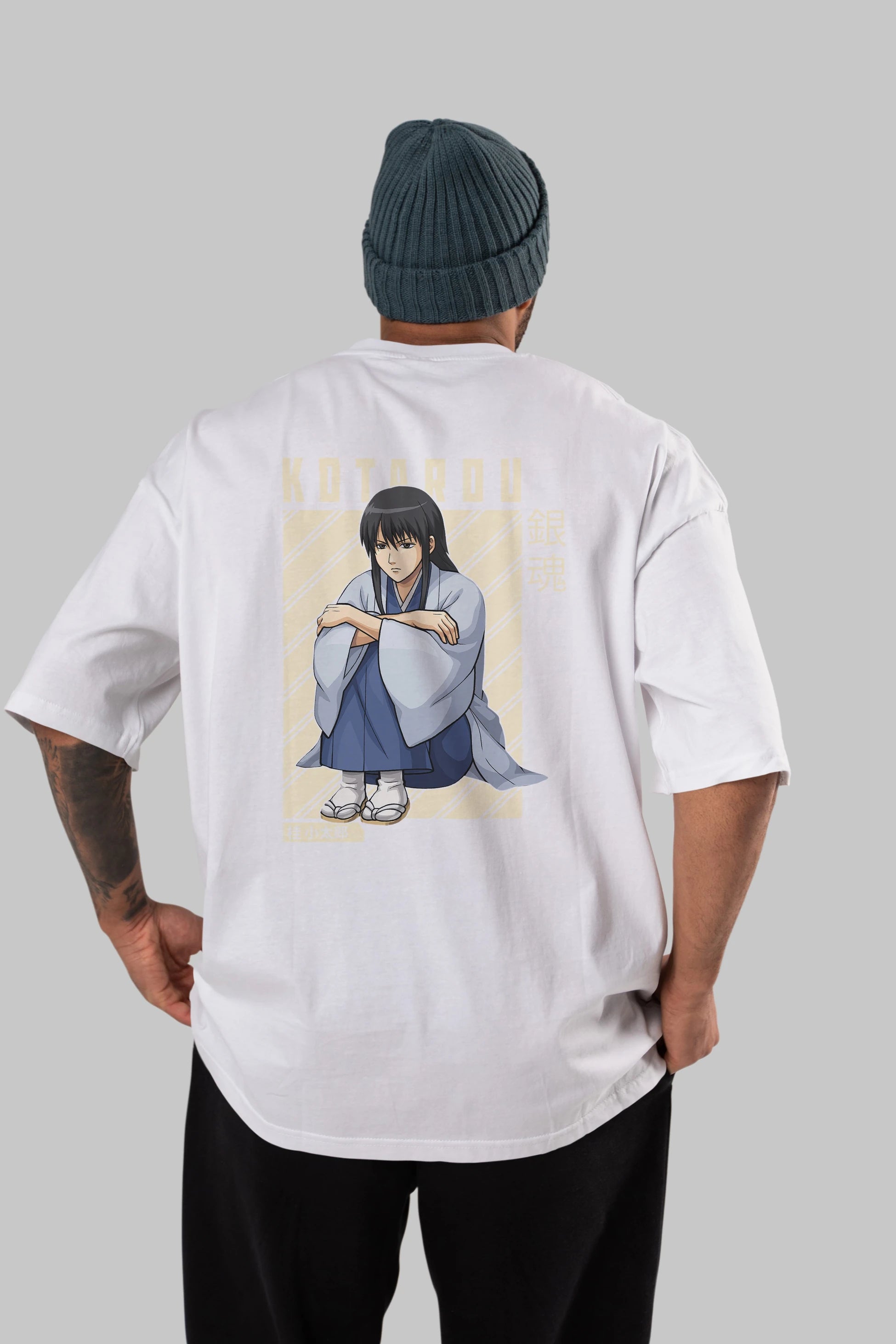 Kotarou Katsura GINTAMA Anime Arka Baskılı Oversize t-shirt Erkek Kadın Unisex