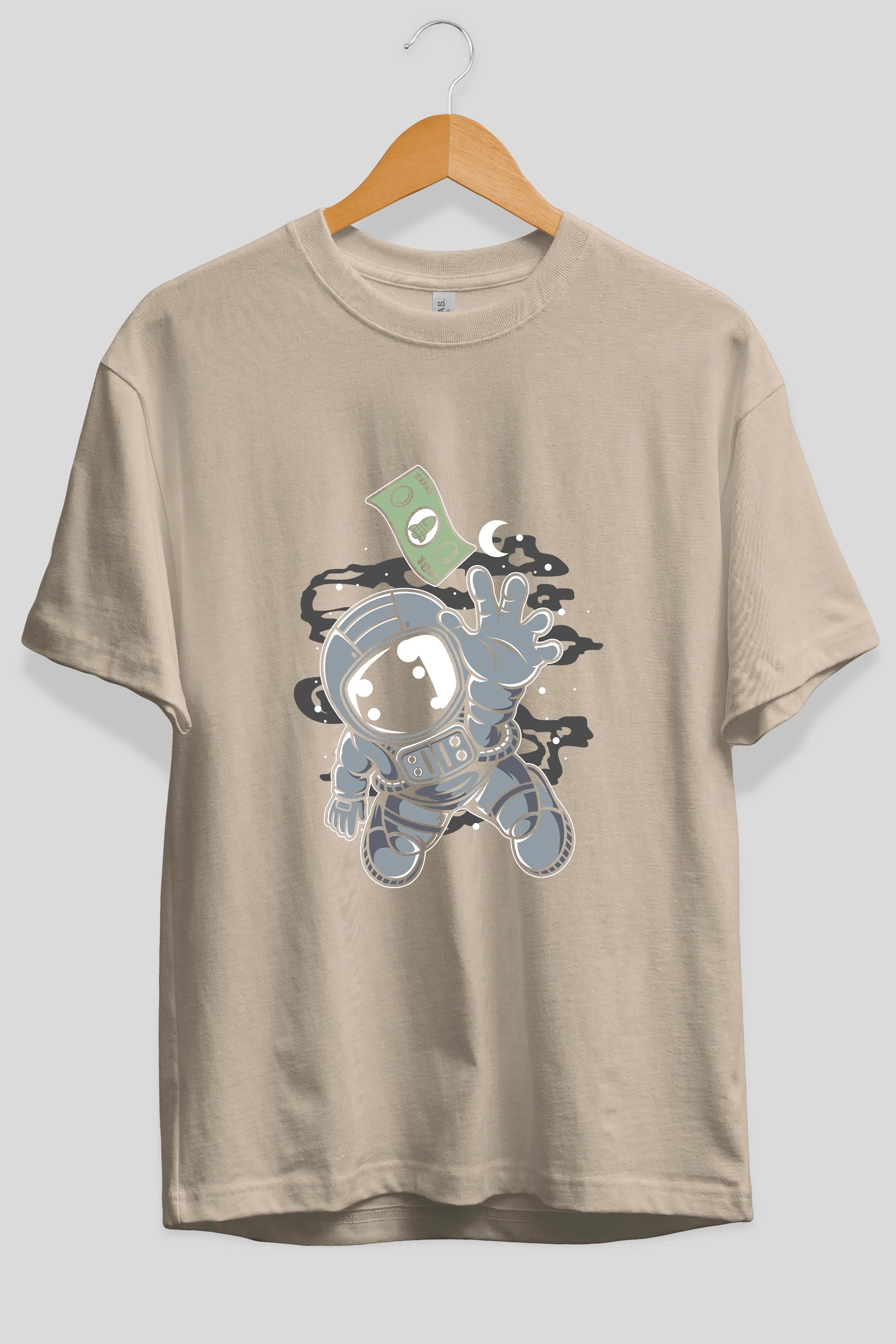 Astronaut Dollar Ön Baskılı Oversize t-shirt Erkek Kadın Unisex