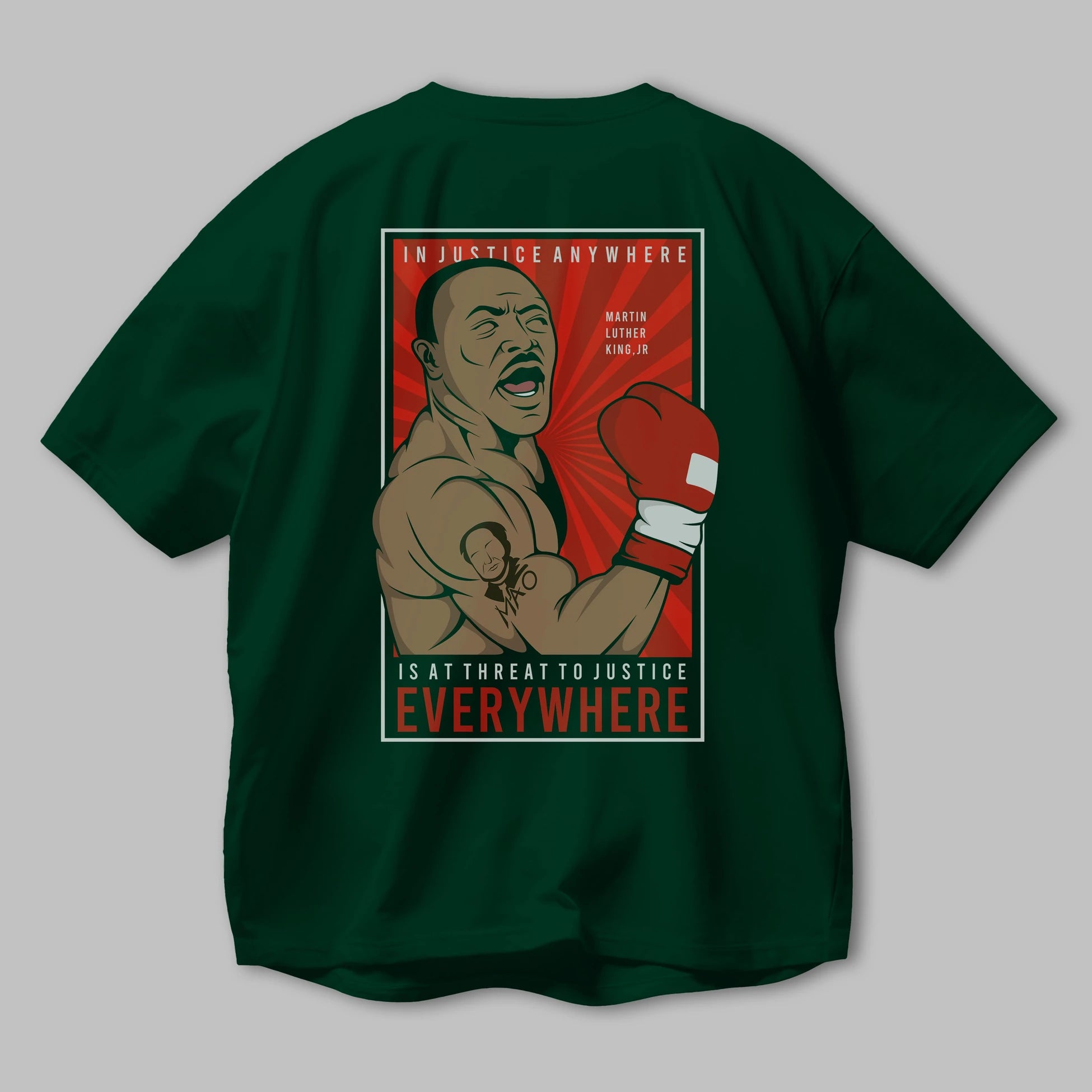 Luther King Boxer Arka Baskılı Oversize t-shirt Erkek Kadın Unisex %100 Pamuk tişort