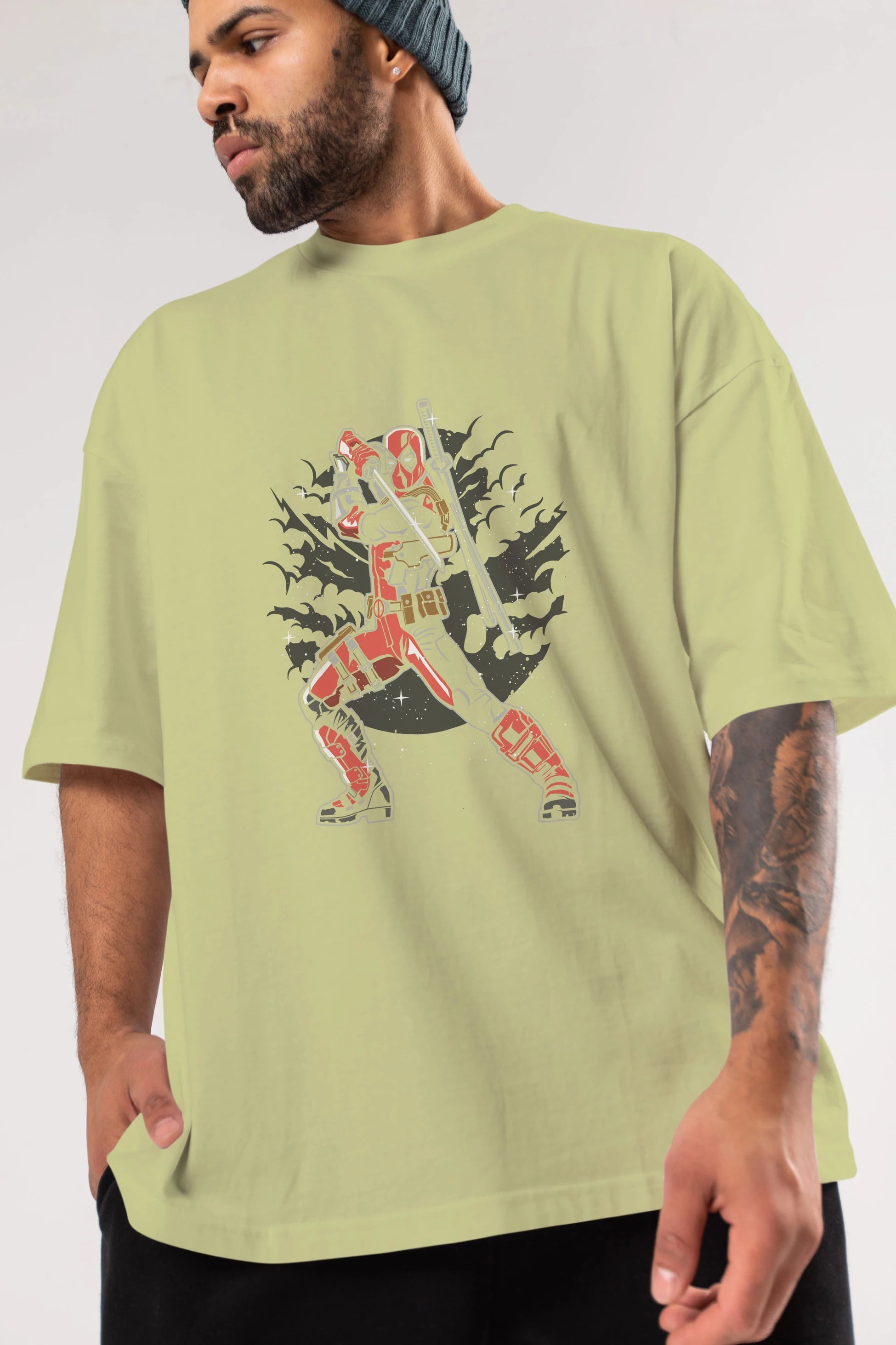 Deadpool Ön Baskılı Oversize t-shirt Erkek Kadın Unisex %100 Pamuk tişort
