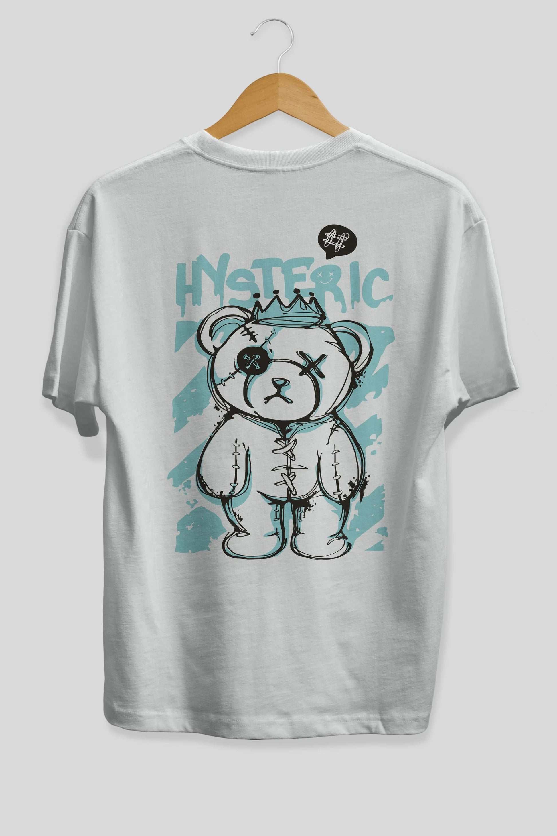 Hysteric Bear Arka Baskılı Oversize t-shirt Erkek Kadın Unisex