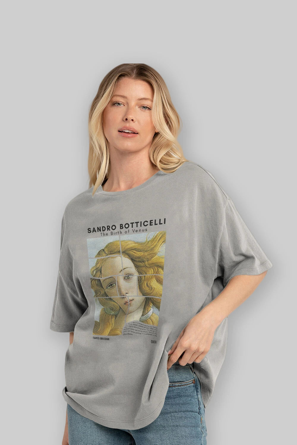 Sandro Botticelli ön Baskılı Oversize t-shirt Erkek Kadın Bisiklet Yaka Pamuk tişort