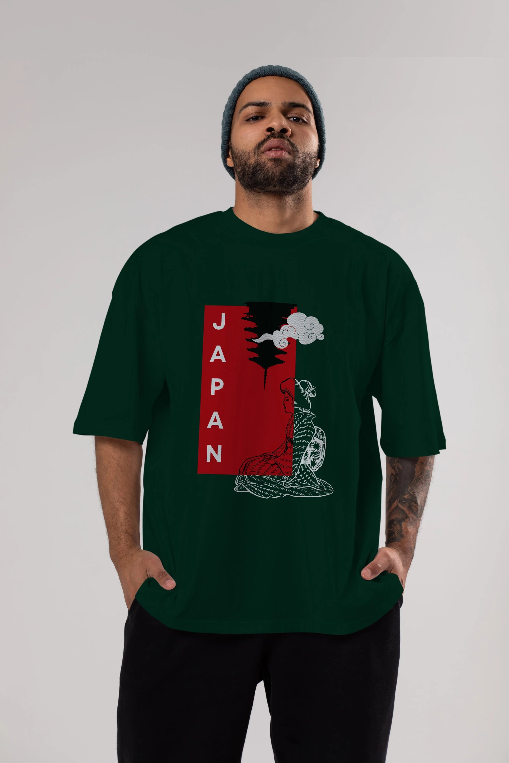 Japan Yazılı Streetwear Ön Baskılı Oversize t-shirt Erkek Kadın Unisex
