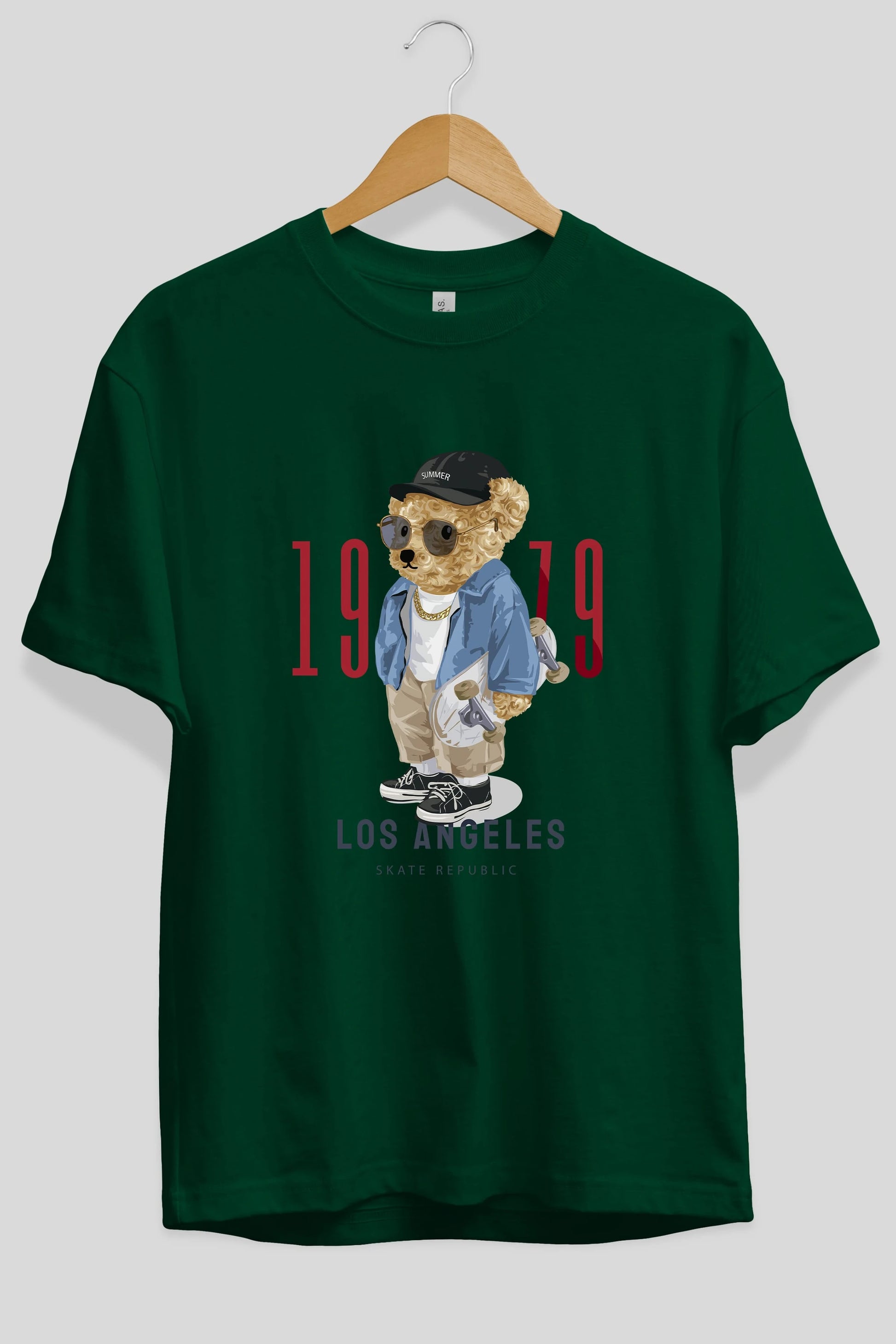 Teddy Bear Los Angeles Ön Baskılı Oversize t-shirt Erkek Kadın Unisex %100 Pamuk