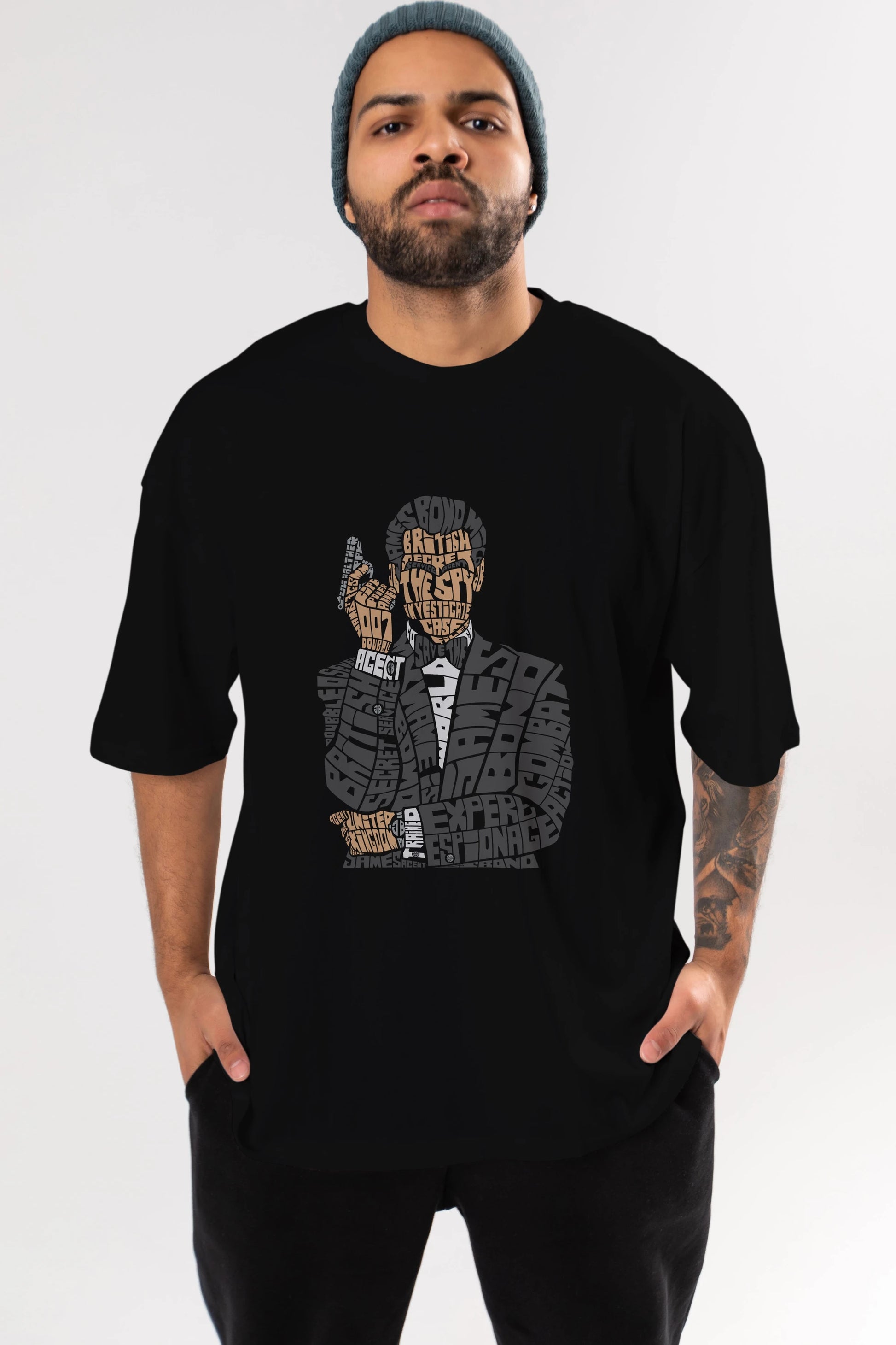 James Bond Ön Baskılı Oversize t-shirt %100 pamuk Erkek Kadın Unisex