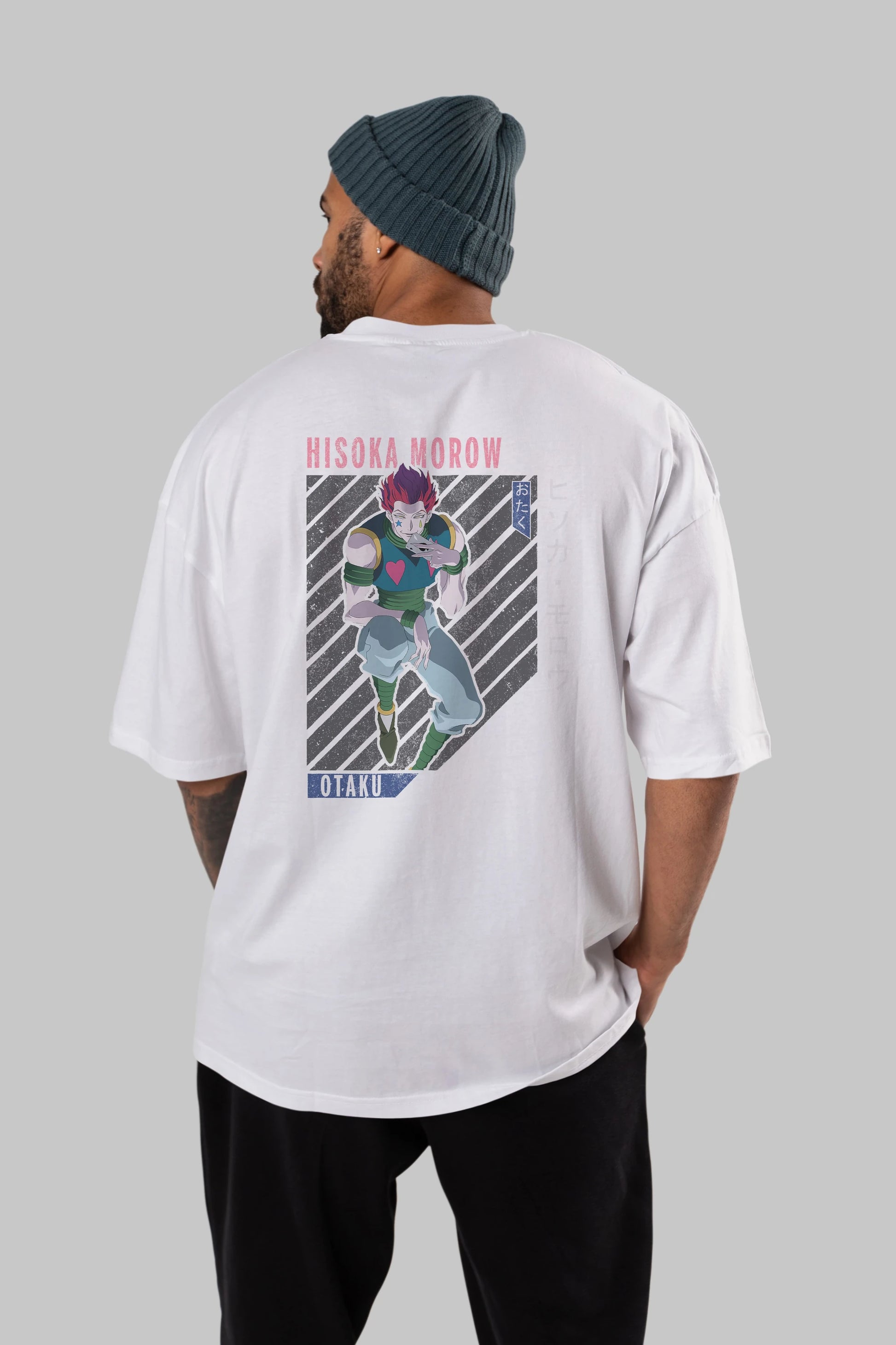 Hisoka Morow 2 2 Anime Arka Baskılı Oversize t-shirt Erkek Kadın Unisex