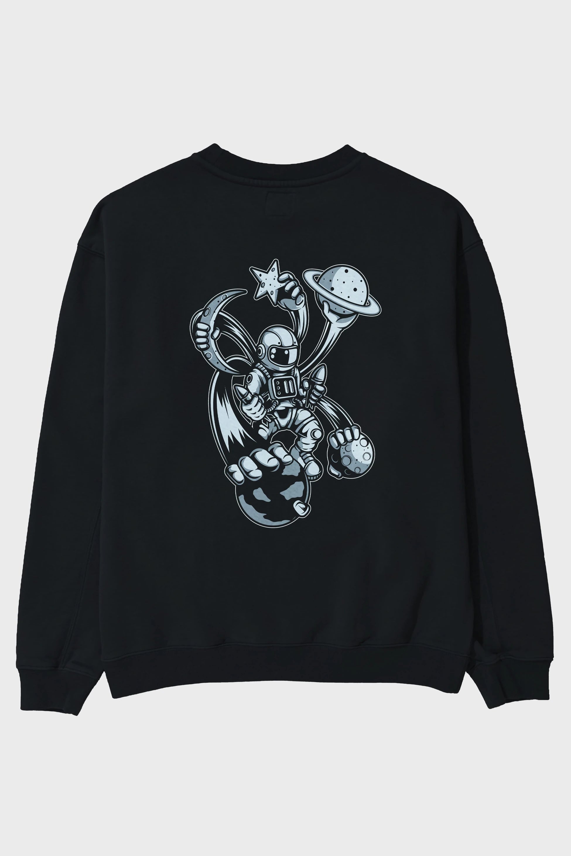 Astronaut Multiple Hands Arka Baskılı Oversize Sweatshirt Erkek Kadın Unisex