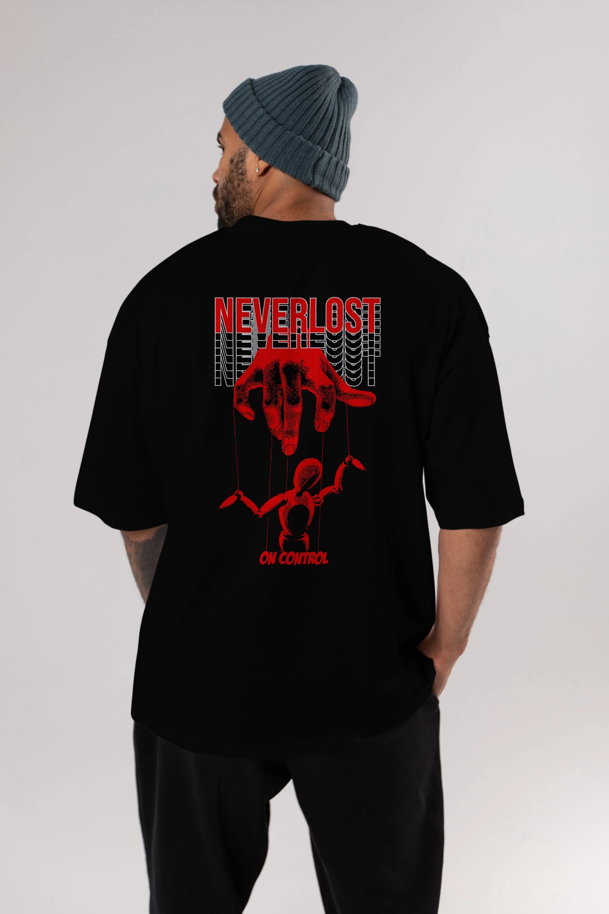 Neverlost on Control Arka Baskılı Oversize t-shirt Erkek Kadın Unisex