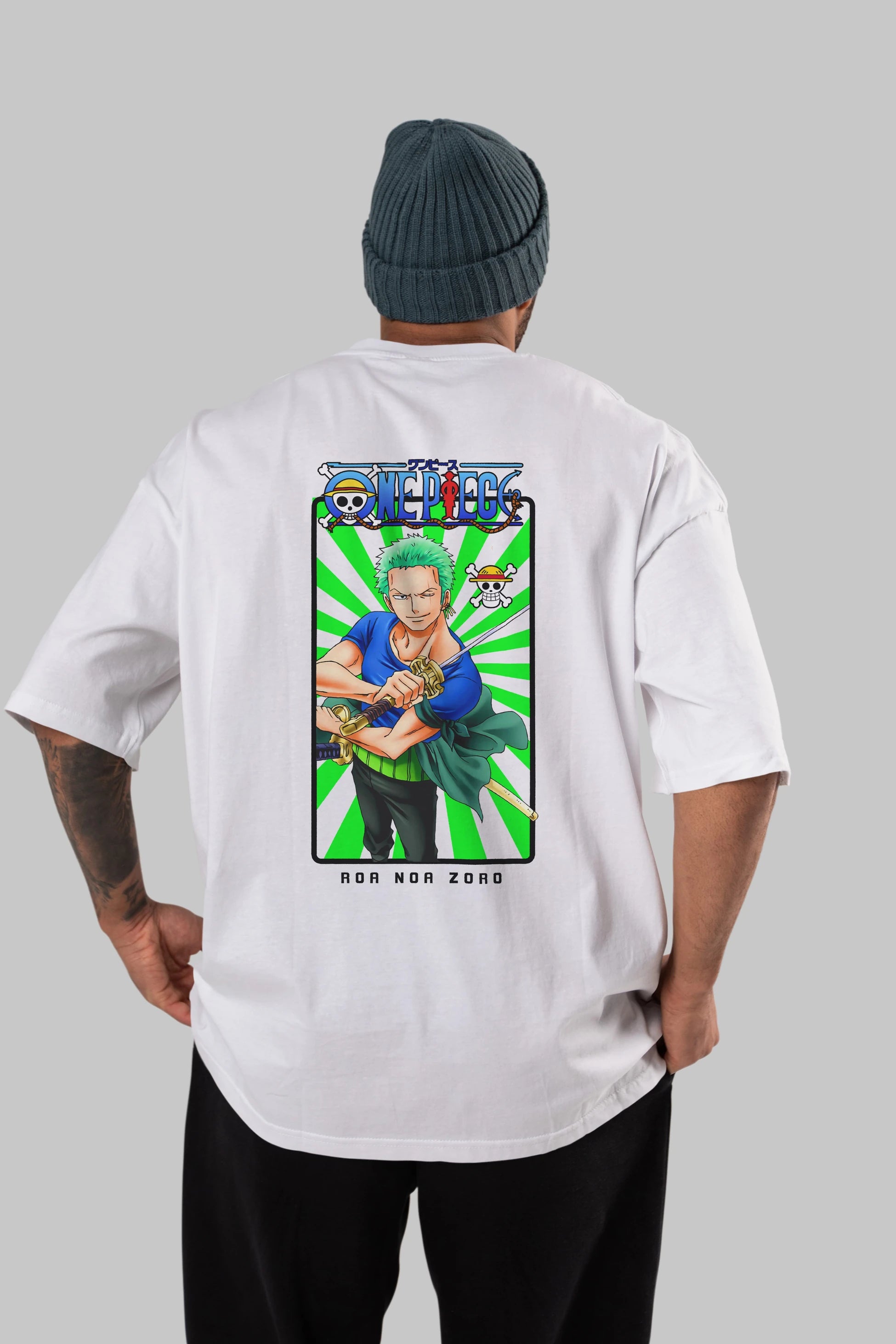 Roronoa Zoro 6 Anime Arka Baskılı Oversize t-shirt Erkek Kadın Unisex %100 pamuk tişort