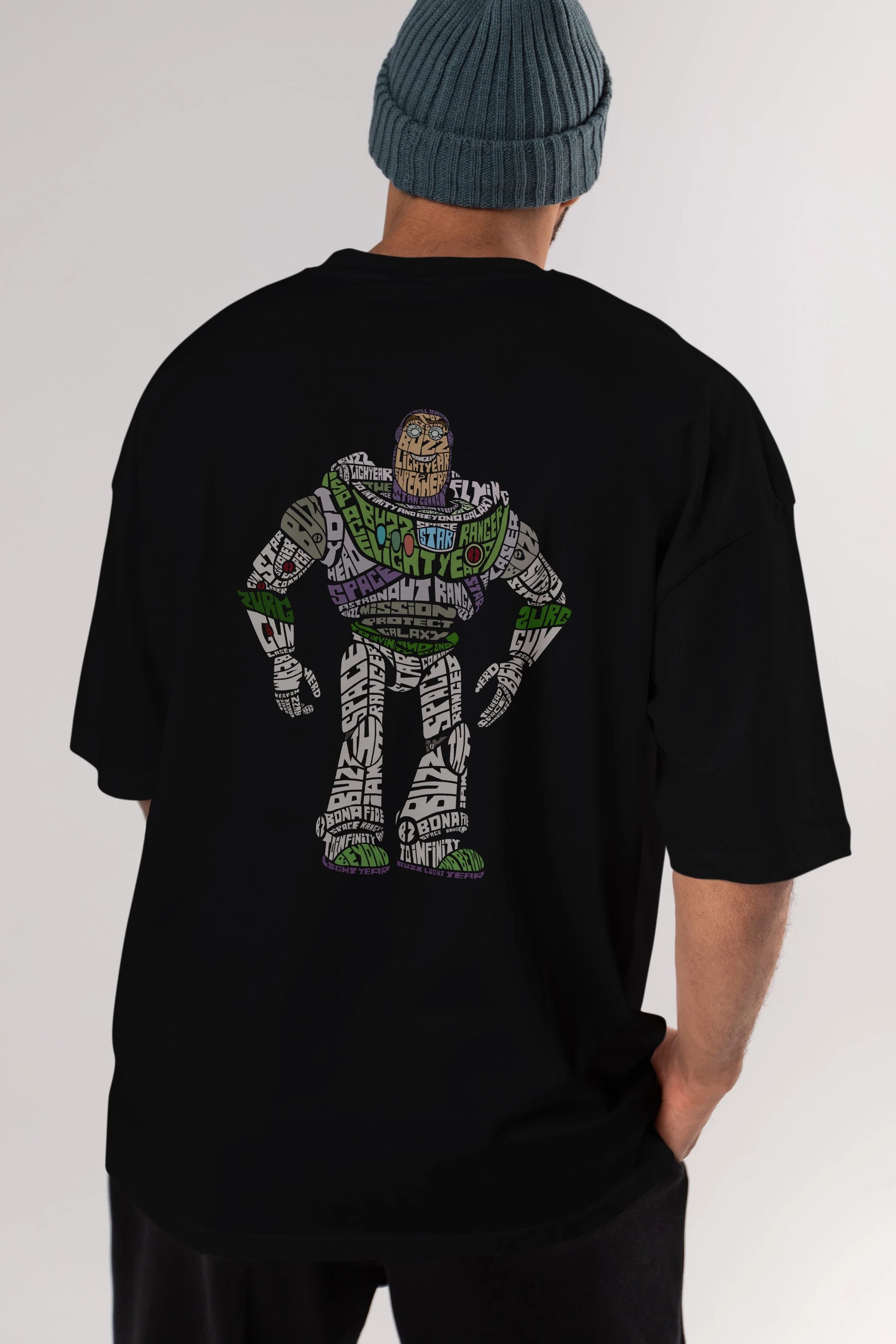 Buzz Arka Baskılı Oversize t-shirt %100 pamuk Erkek Kadın Unisex