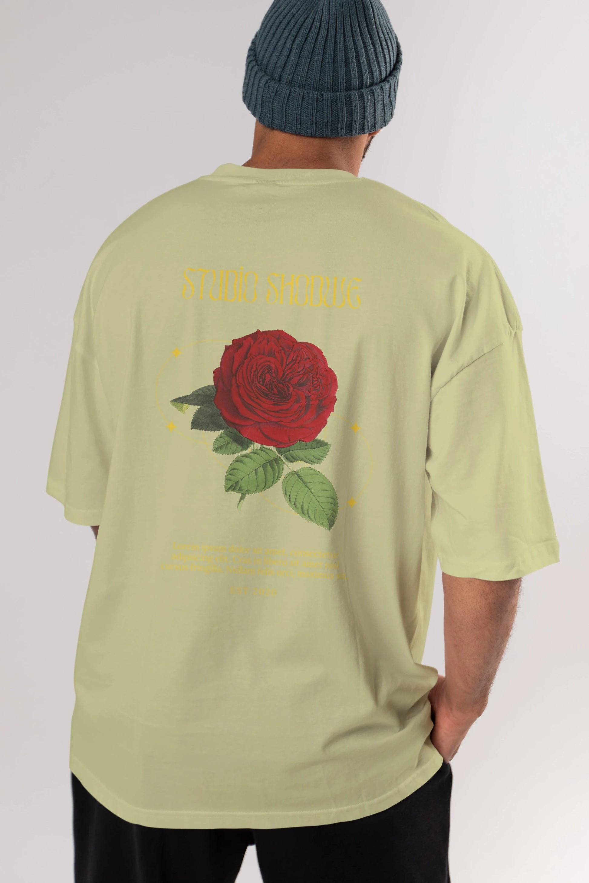 Studio Shodwe Rose Arka Baskılı Oversize t-shirt Erkek Kadın Unisex