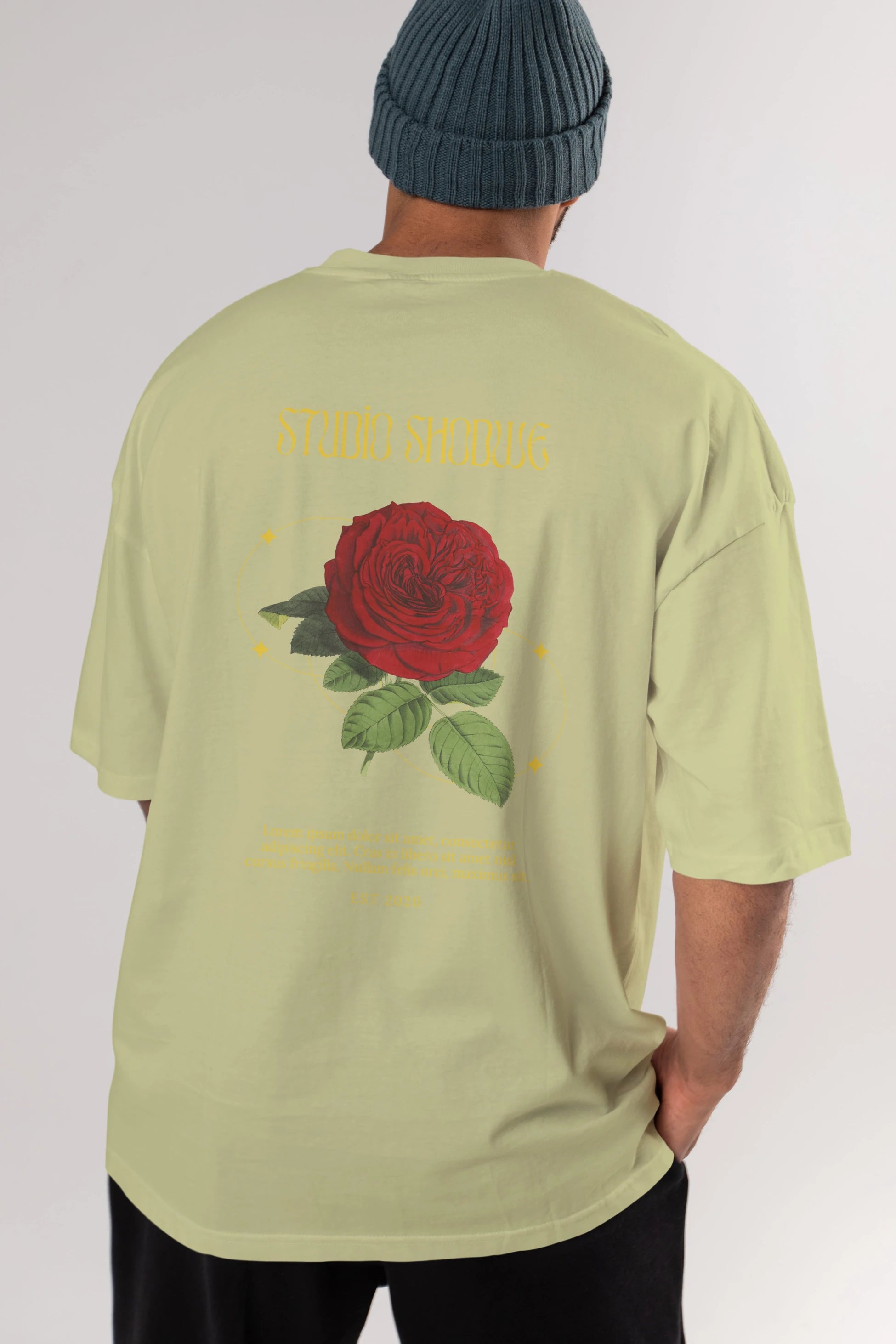 Studio Shodwe Rose Arka Baskılı Oversize t-shirt Erkek Kadın Unisex
