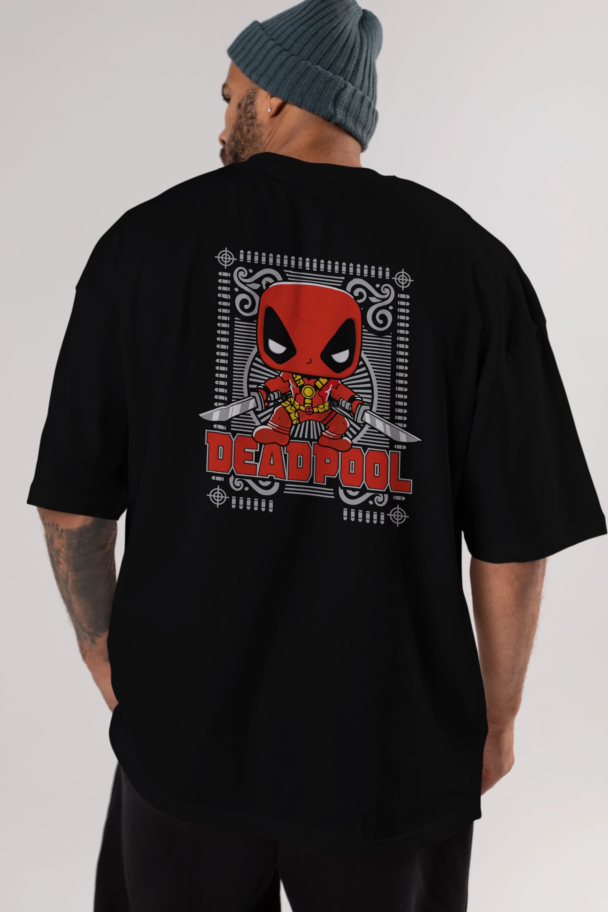 Deadpool (17) Arka Baskılı Oversize t-shirt Erkek Kadın Unisex %100 Pamuk Bisiklet Yaka tişort