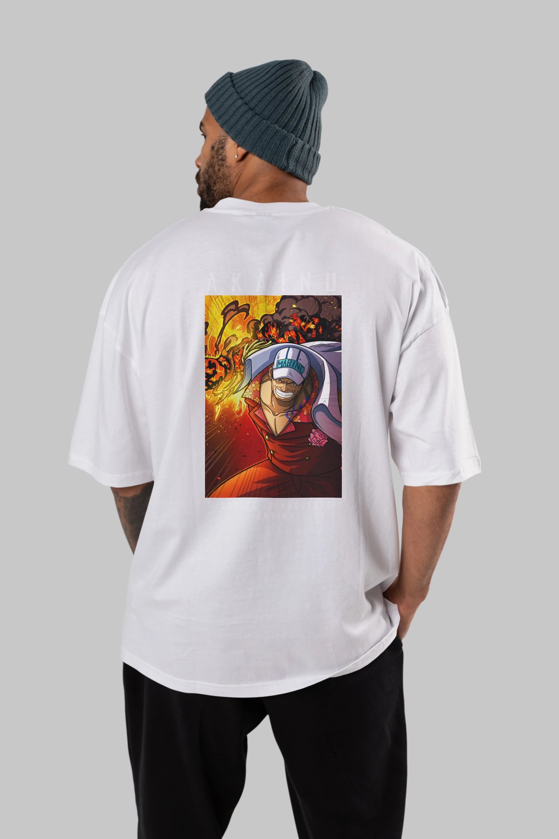 Sakazuki Anime Arka Baskılı Oversize t-shirt Erkek Kadın Unisex %100 pamuk tişort