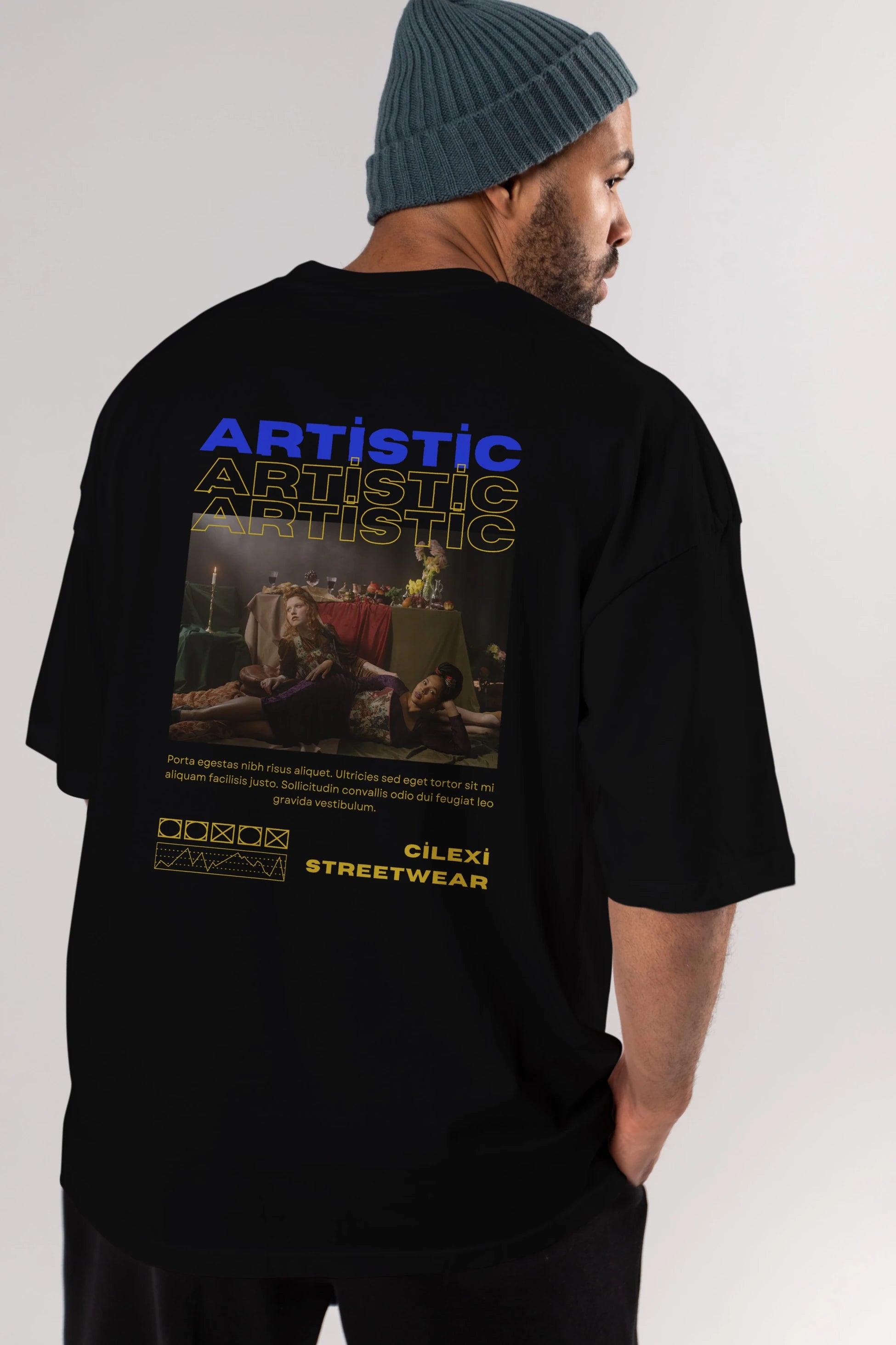 Artistic Yazılı Streetwear Arka Baskılı Oversize t-shirt Erkek Kadın Unisex