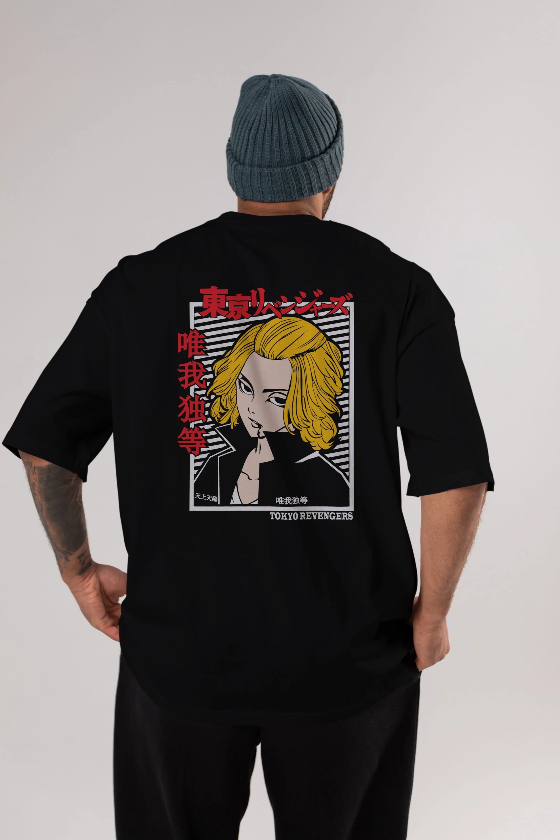 TokyoRev. M Anime Arka Baskılı Oversize t-shirt Erkek Kadın Unisex