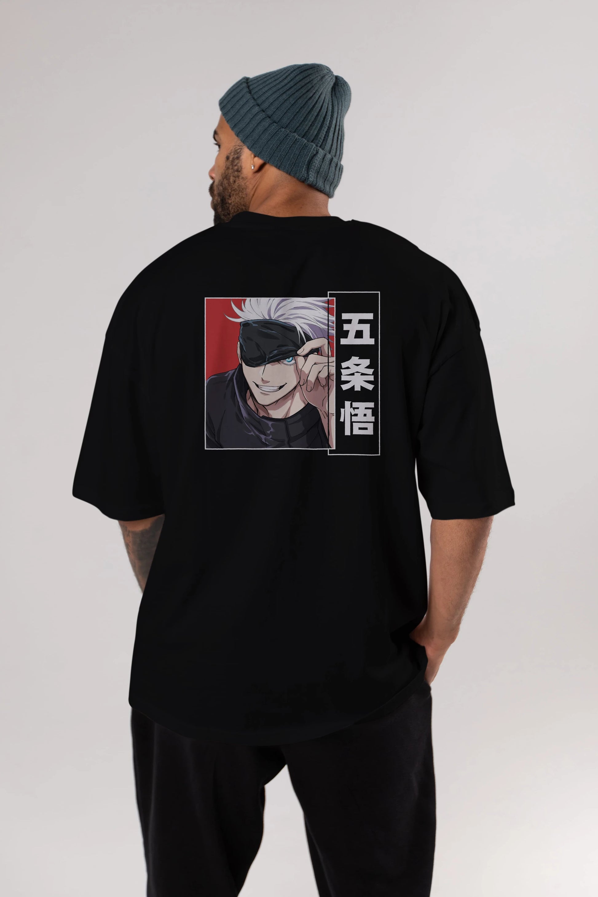 JUJUTSU KAISEN Anime Arka Baskılı Oversize t-shirt Erkek Kadın Unisex