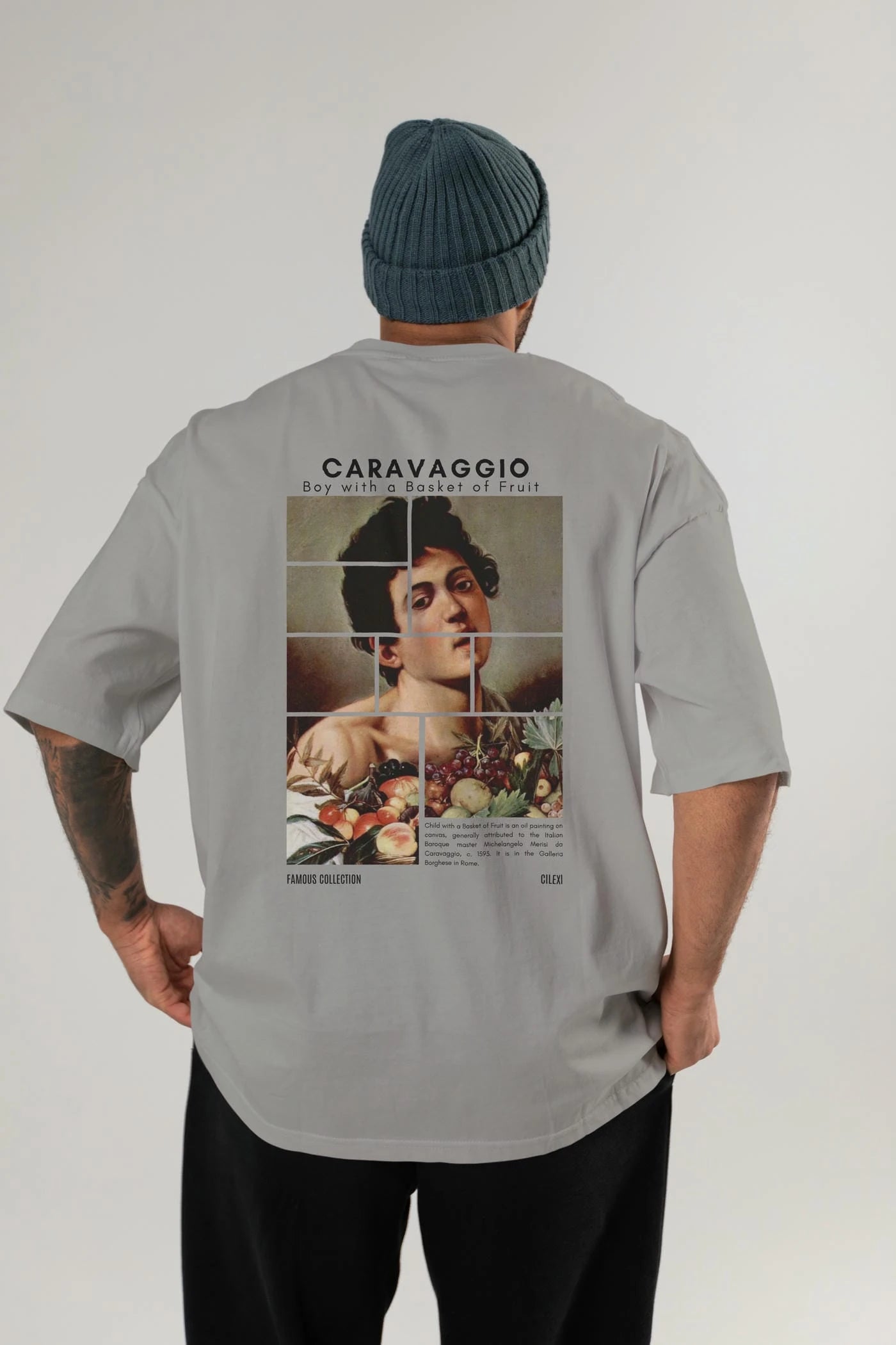Caravaggio Boy Arka Baskılı Oversize t-shirt Erkek Kadın Bisiklet Yaka Pamuk tişort