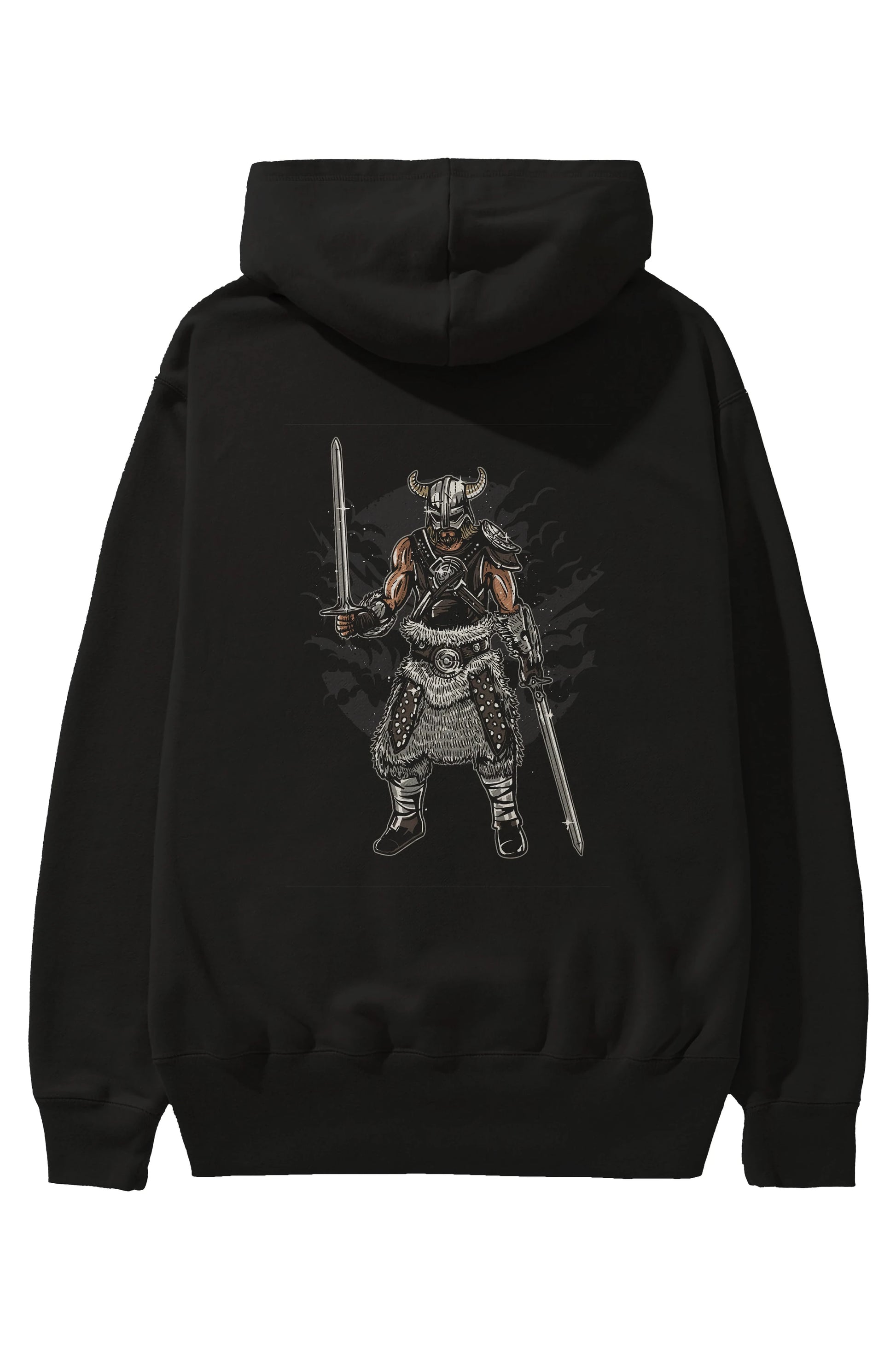 Dark Viking Arka Baskılı Hoodie Oversize Kapüşonlu Sweatshirt Erkek Kadın Unisex