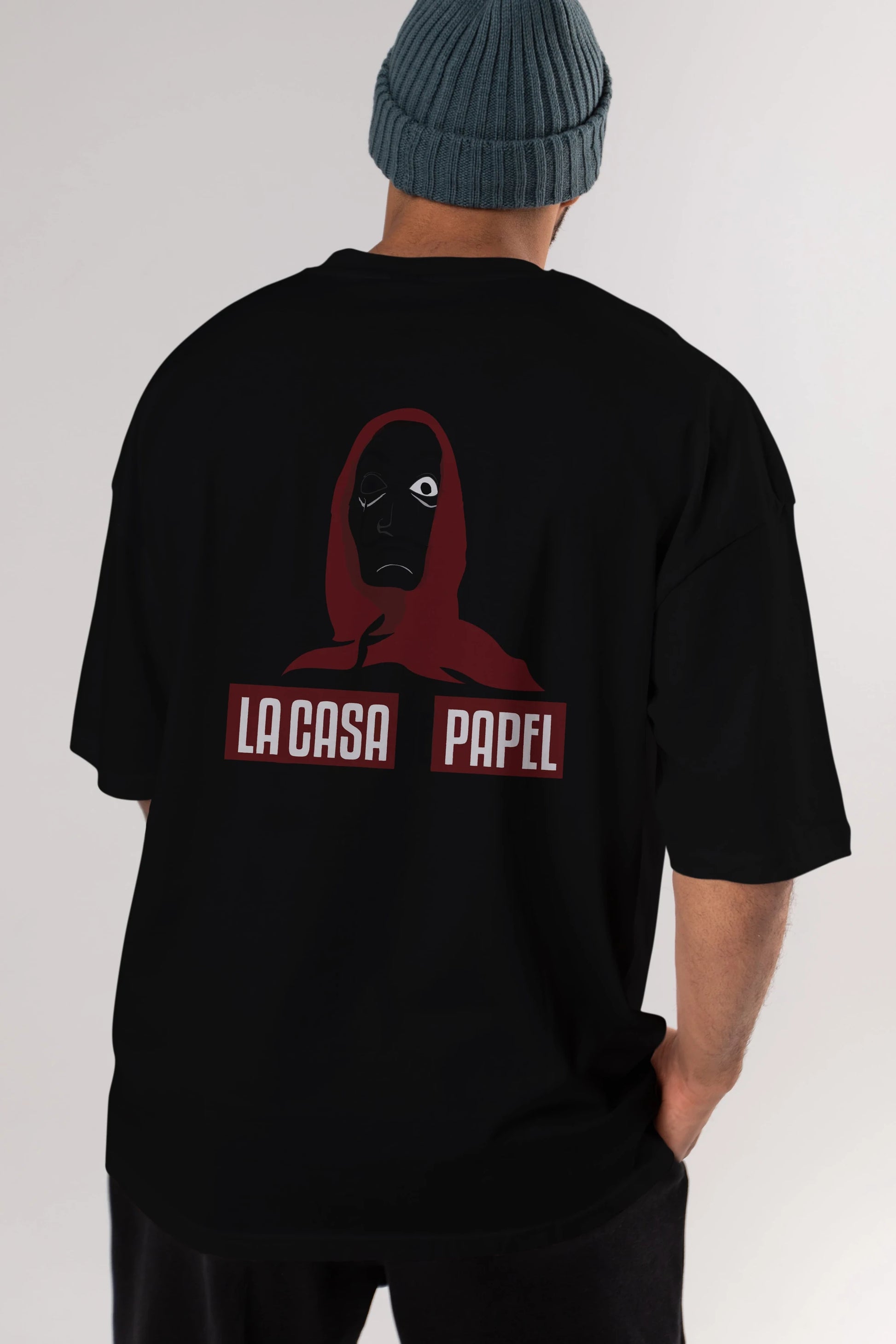 La Casa De Papel (1) Arka Baskılı Oversize t-shirt Erkek Kadın Unisex %100 Pamuk Bisiklet Yaka tişort