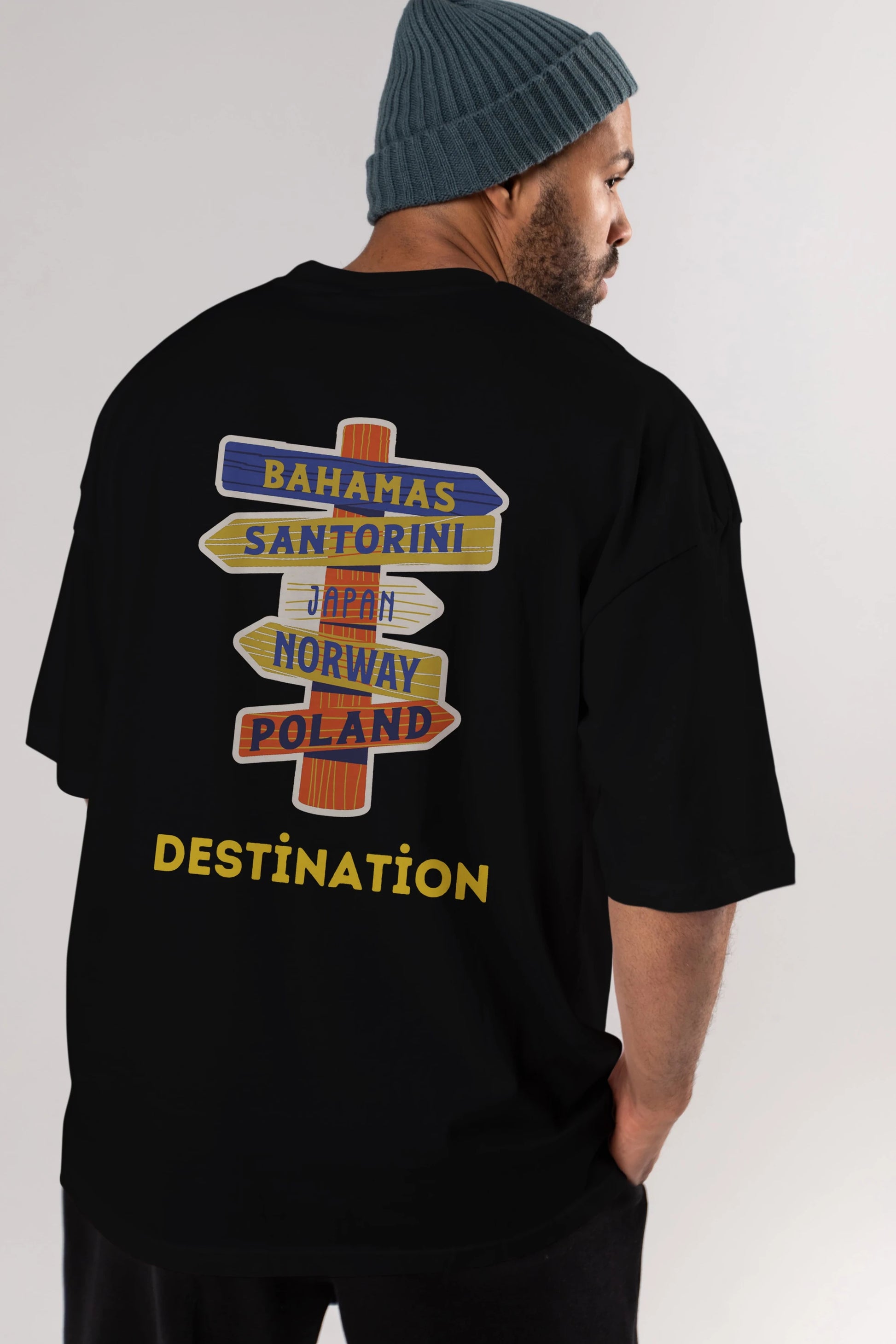 Destination Yazılı Arka Baskılı Oversize t-shirt Erkek Kadın Unisex