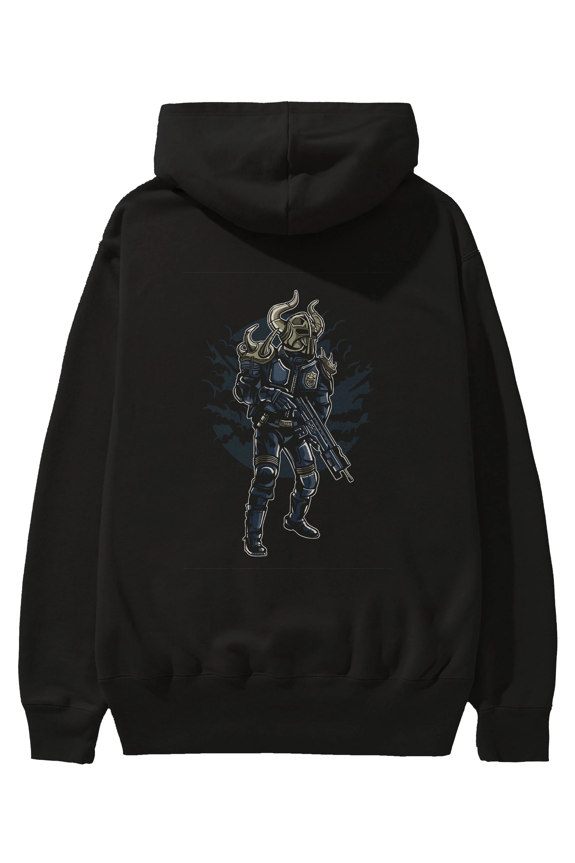 Viking Soldier Arka Baskılı Hoodie Oversize Kapüşonlu Sweatshirt Erkek Kadın Unisex