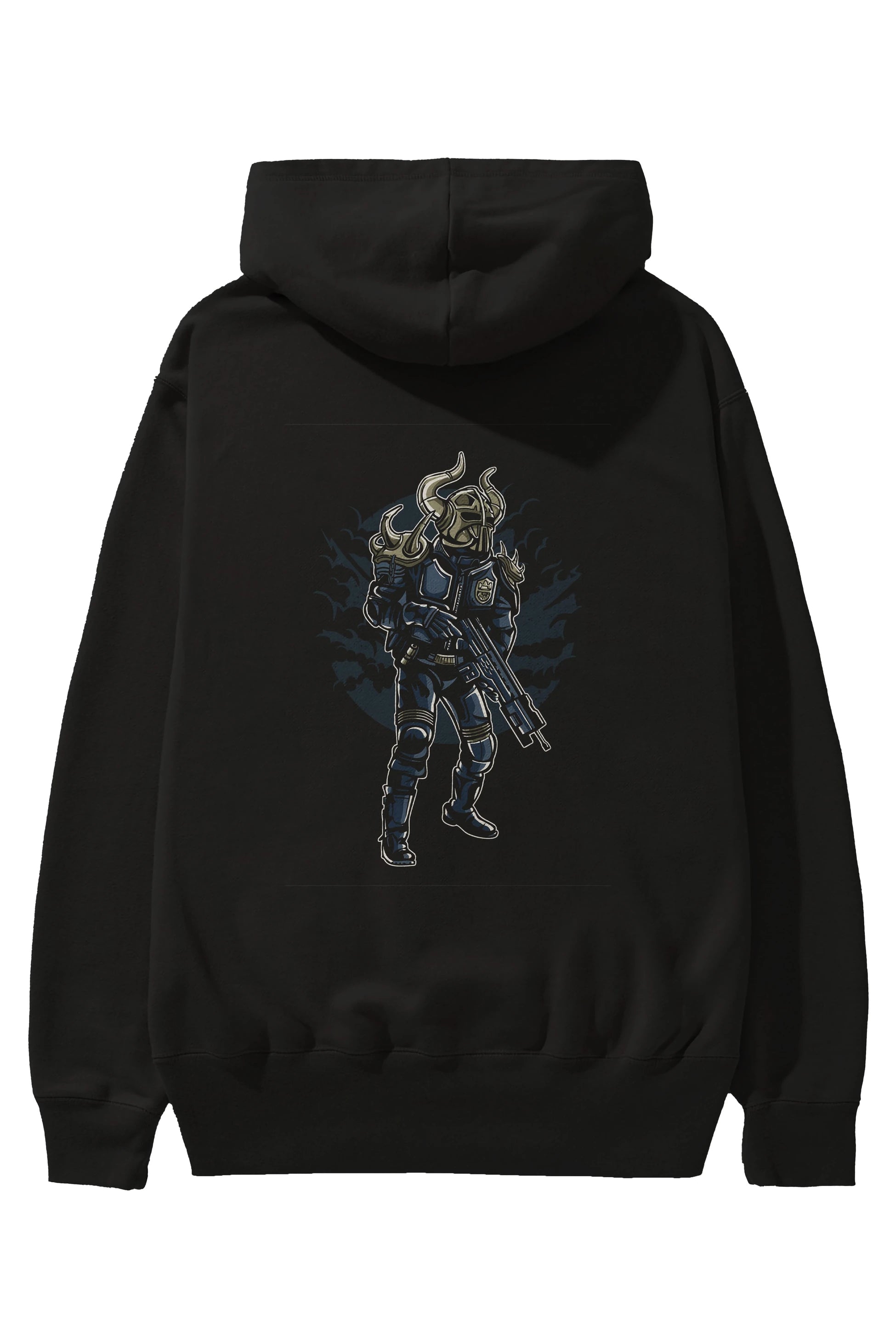Viking Soldier Arka Baskılı Hoodie Oversize Kapüşonlu Sweatshirt Erkek Kadın Unisex