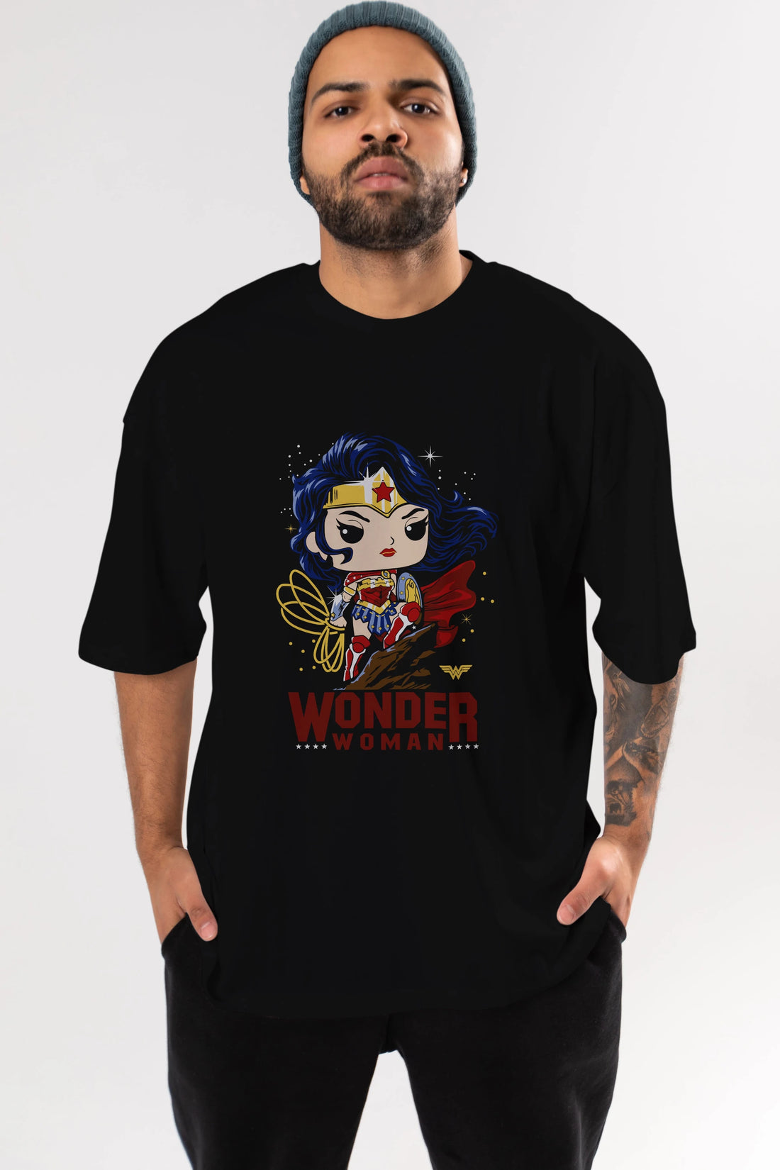 Wonder Woman (2) Ön Baskılı Oversize t-shirt Erkek Kadın Unisex %100 Pamuk Bisiklet Yaka tişort