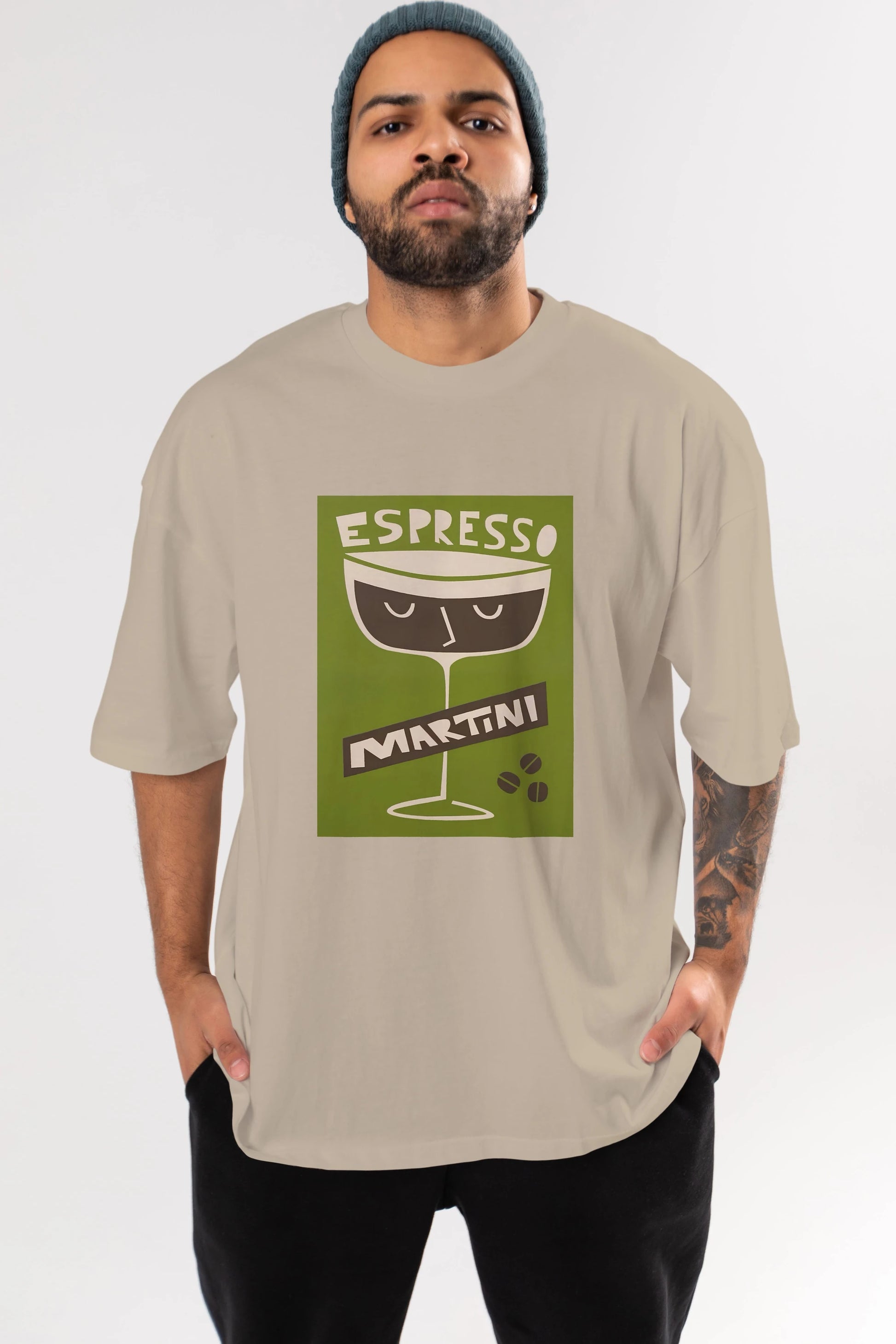 Espresso Martini 2 Ön Baskılı Oversize t-shirt Erkek Kadın Unisex %100 Pamuk Bisiklet Yaka tişort