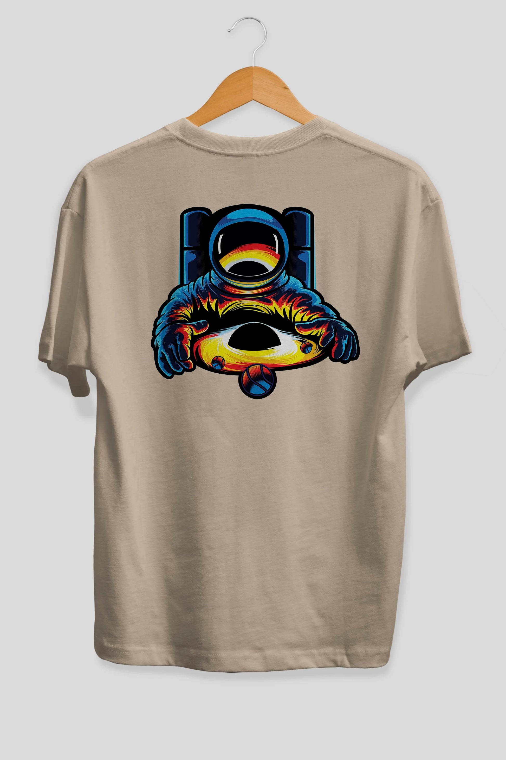 Astronaut & Black Hole Arka Baskılı Oversize t-shirt Erkek Kadın Unisex