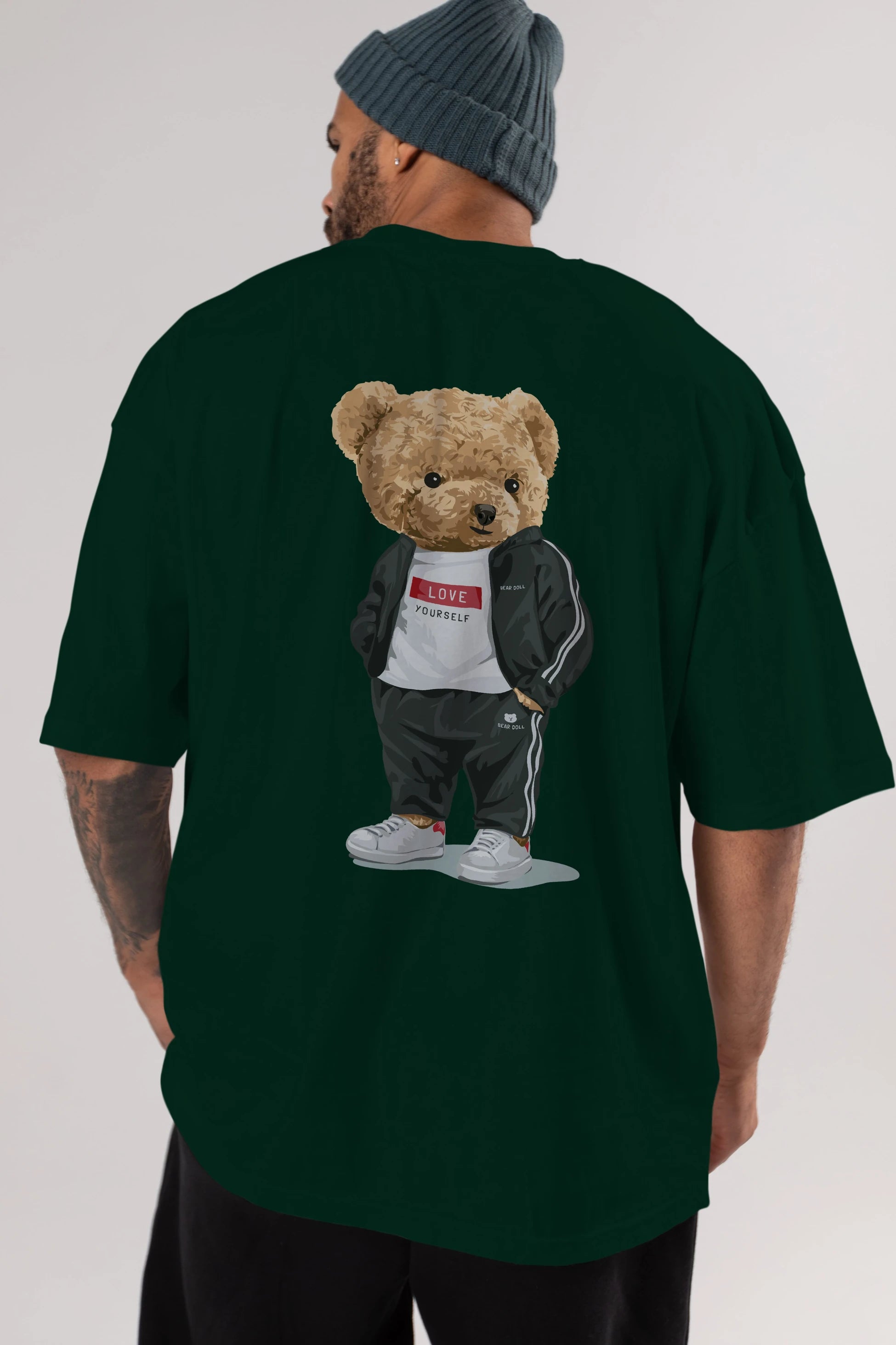 Teddy Bear Love Yourself Arka Baskılı Oversize t-shirt Erkek Kadın Unisex %100 Pamuk